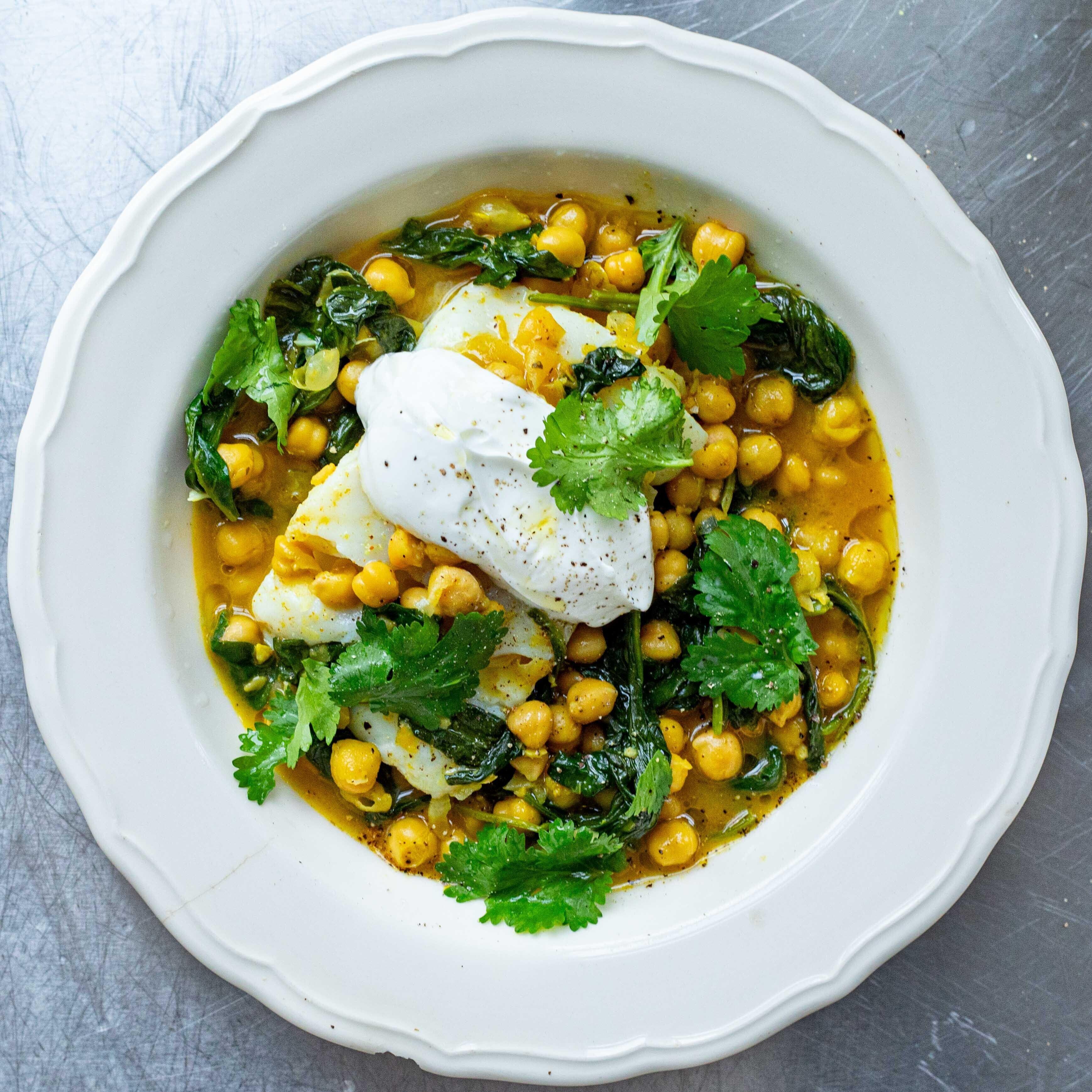 Cod Curried Chickpeas