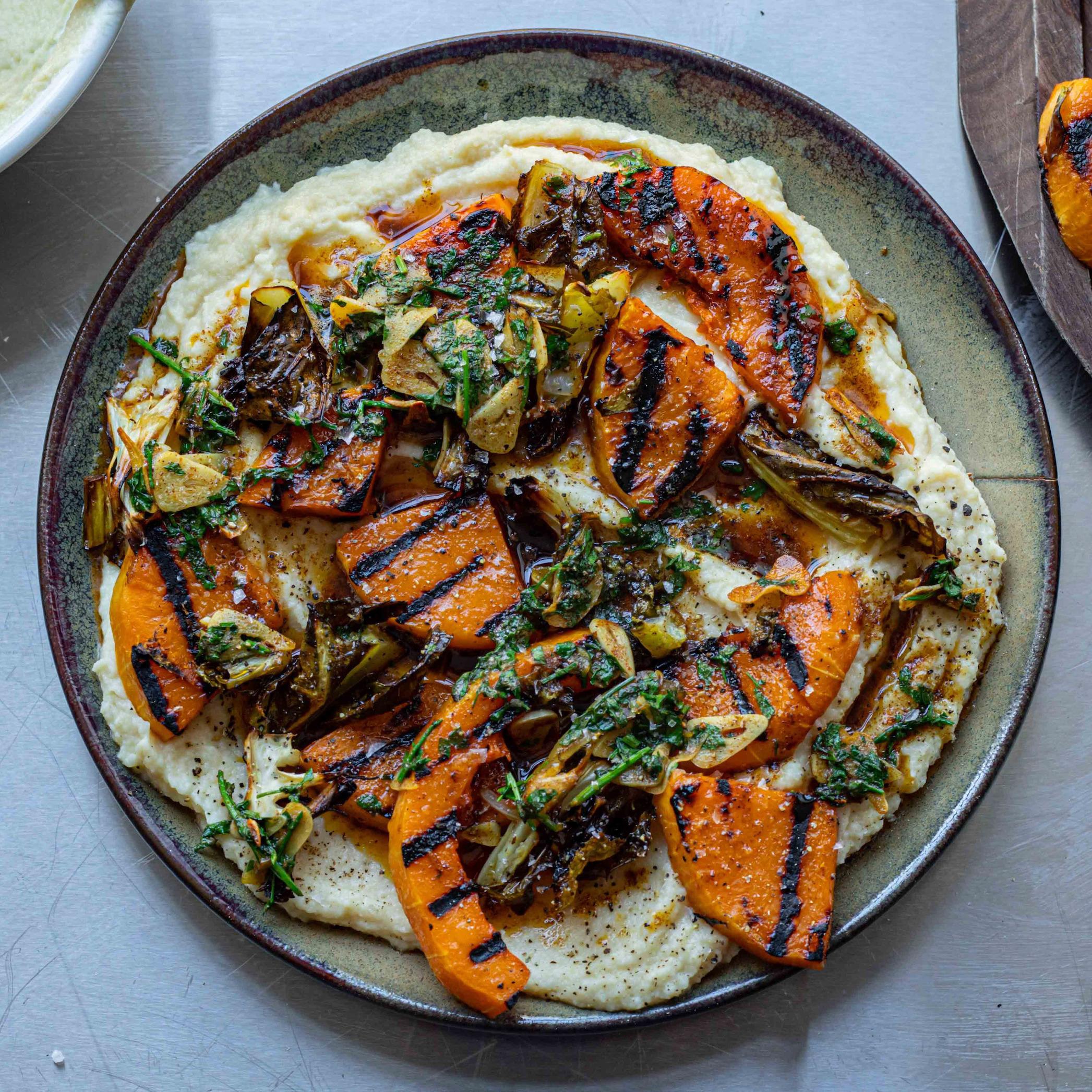 Creamy Miso Cauliflower and Sticky Squash