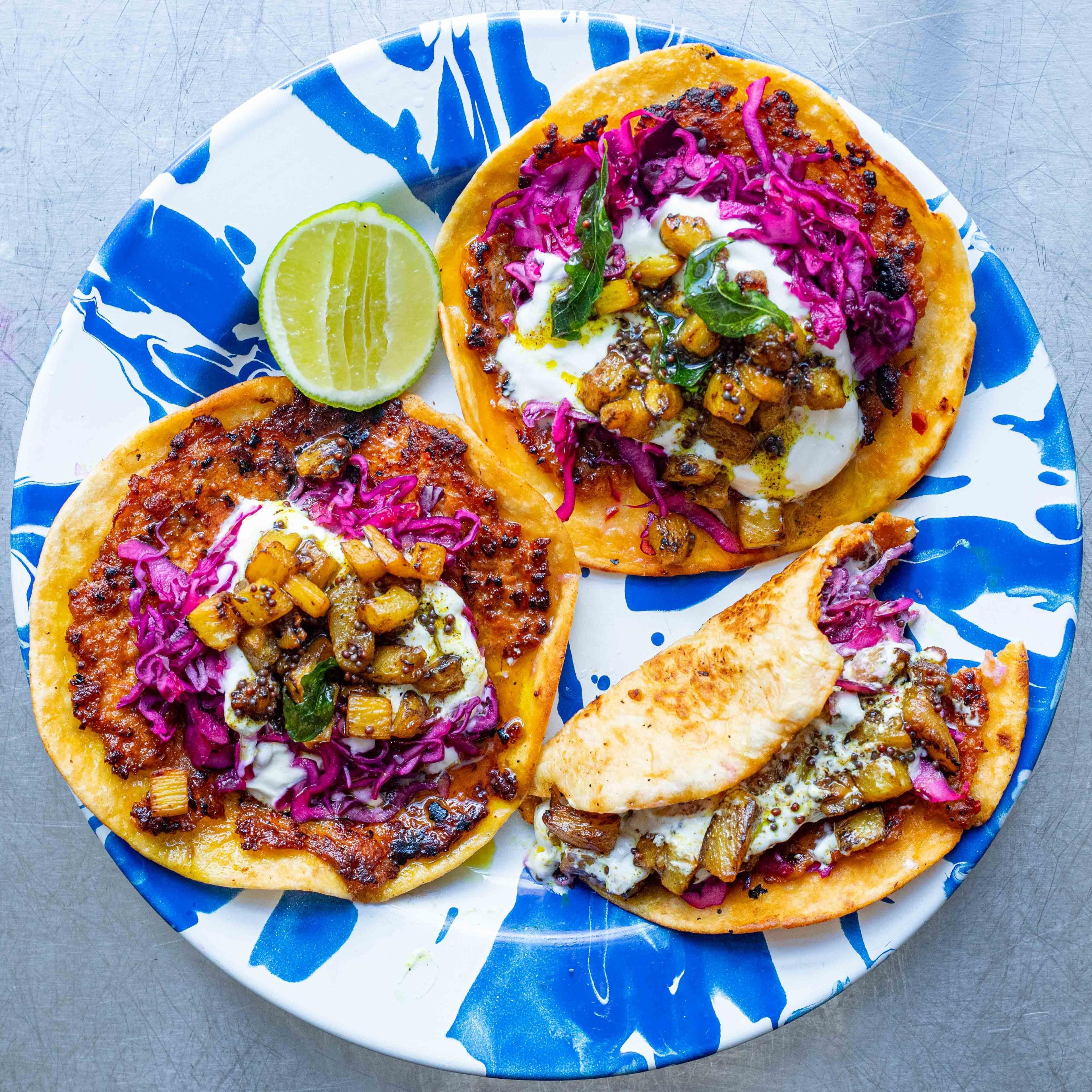 Crispy Sausage Curried Pineapple Tacos