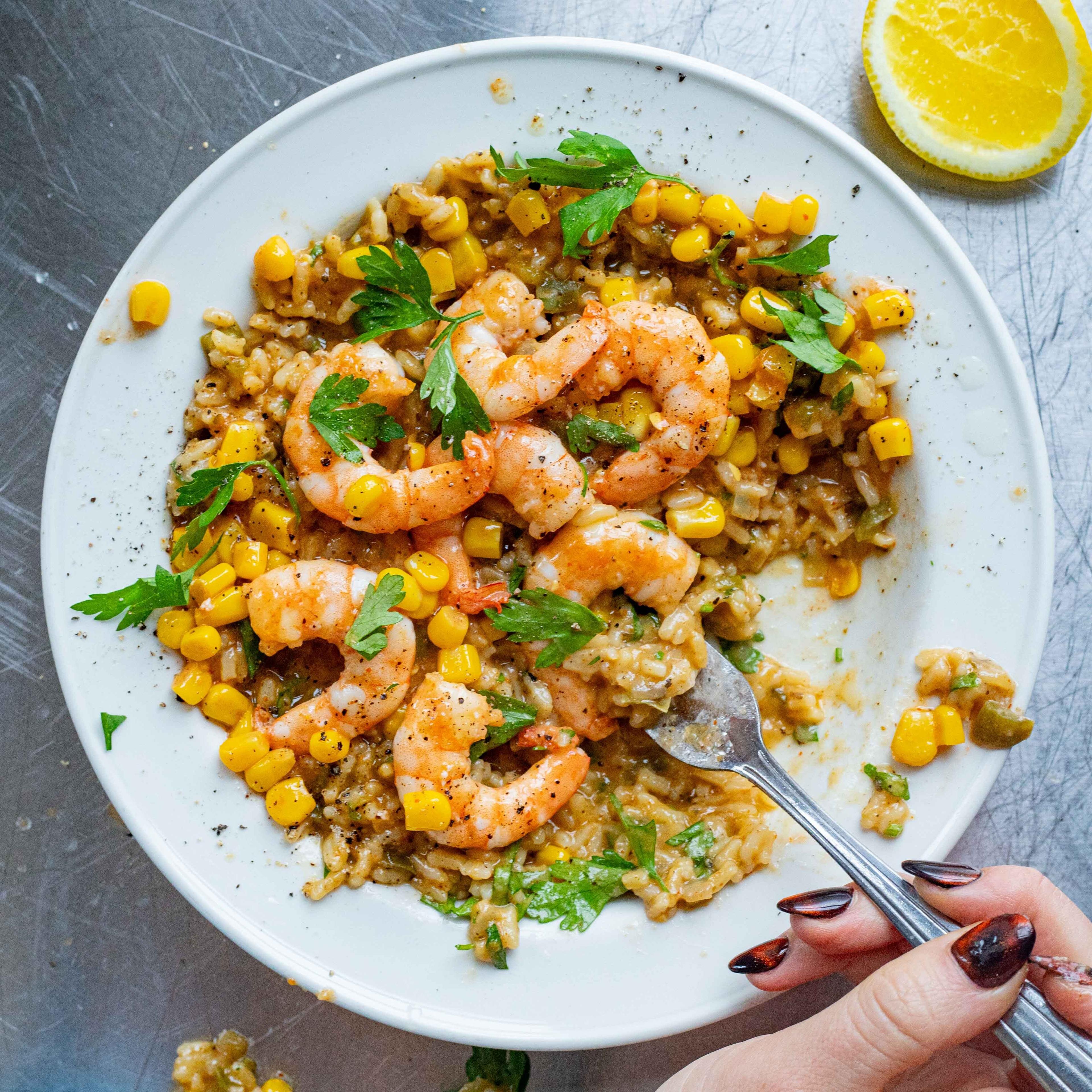 Sriracha Butter Prawns Cajun Rice