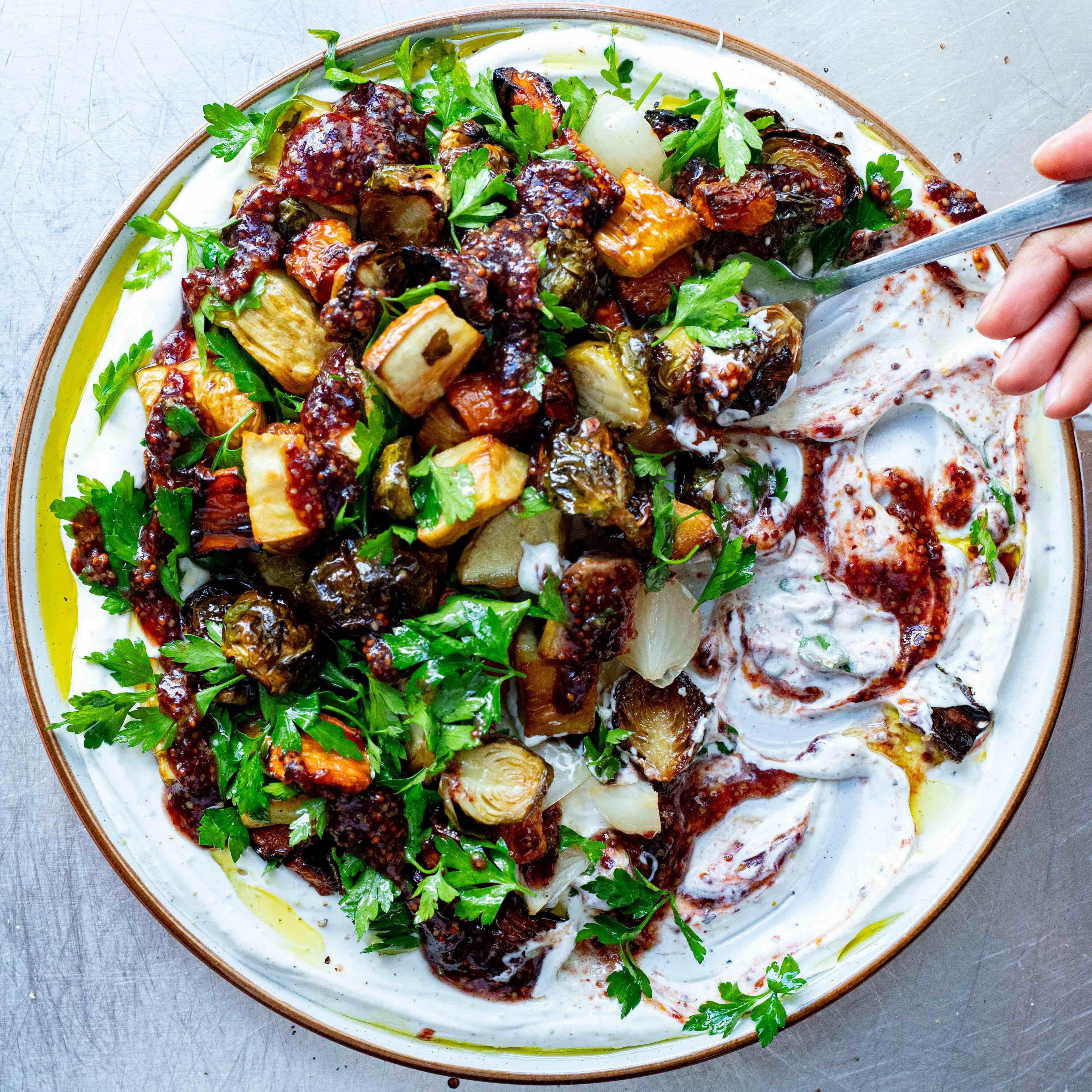 Christmas Leftovers Platter With Cranberry Mustard Sauce