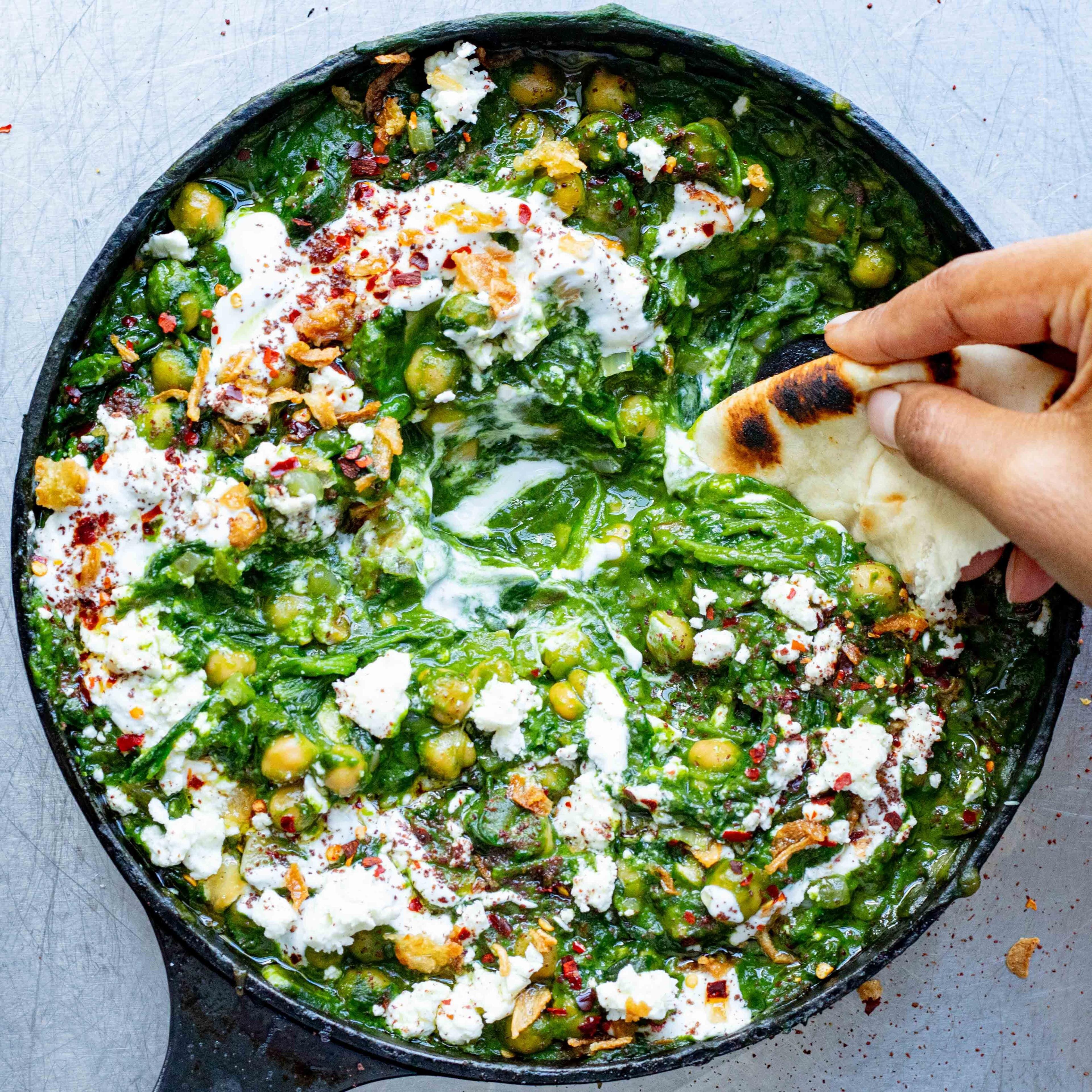 Creamy Spiced Spinach Chickpeas