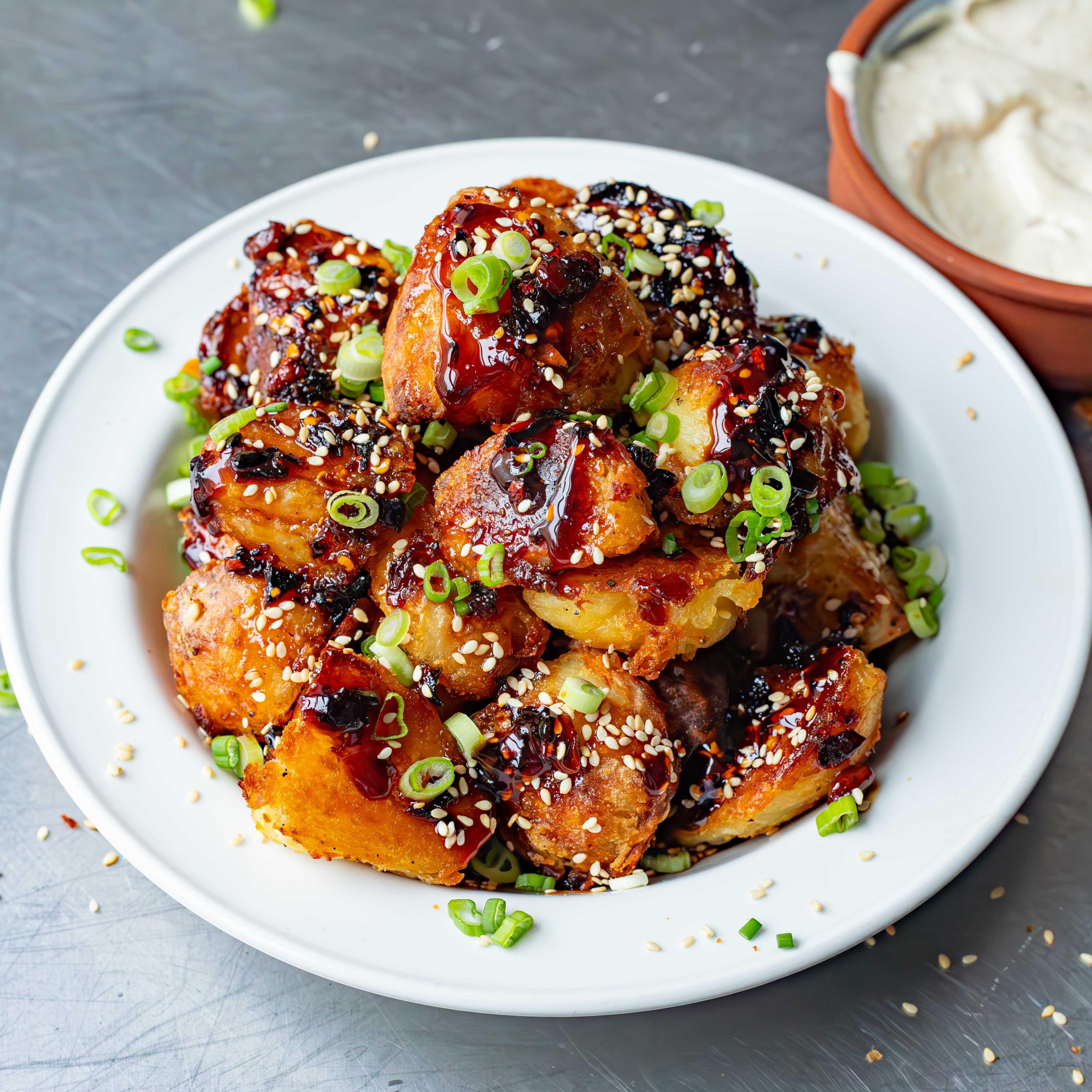 Lao Gan Ma Roast Potatoes With Garlic Sesame Mayo