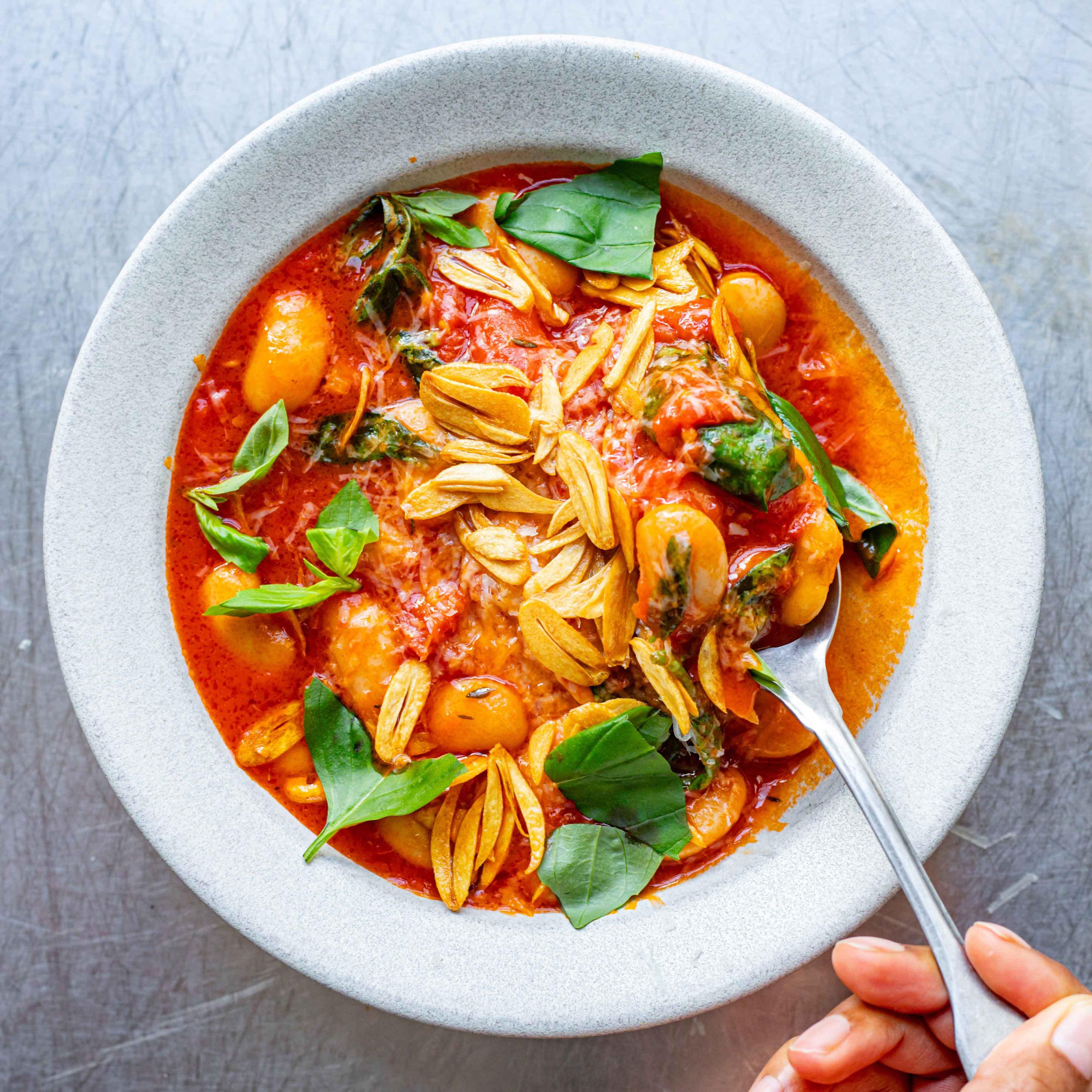 Arrabiata Beans With Crispy Garlic