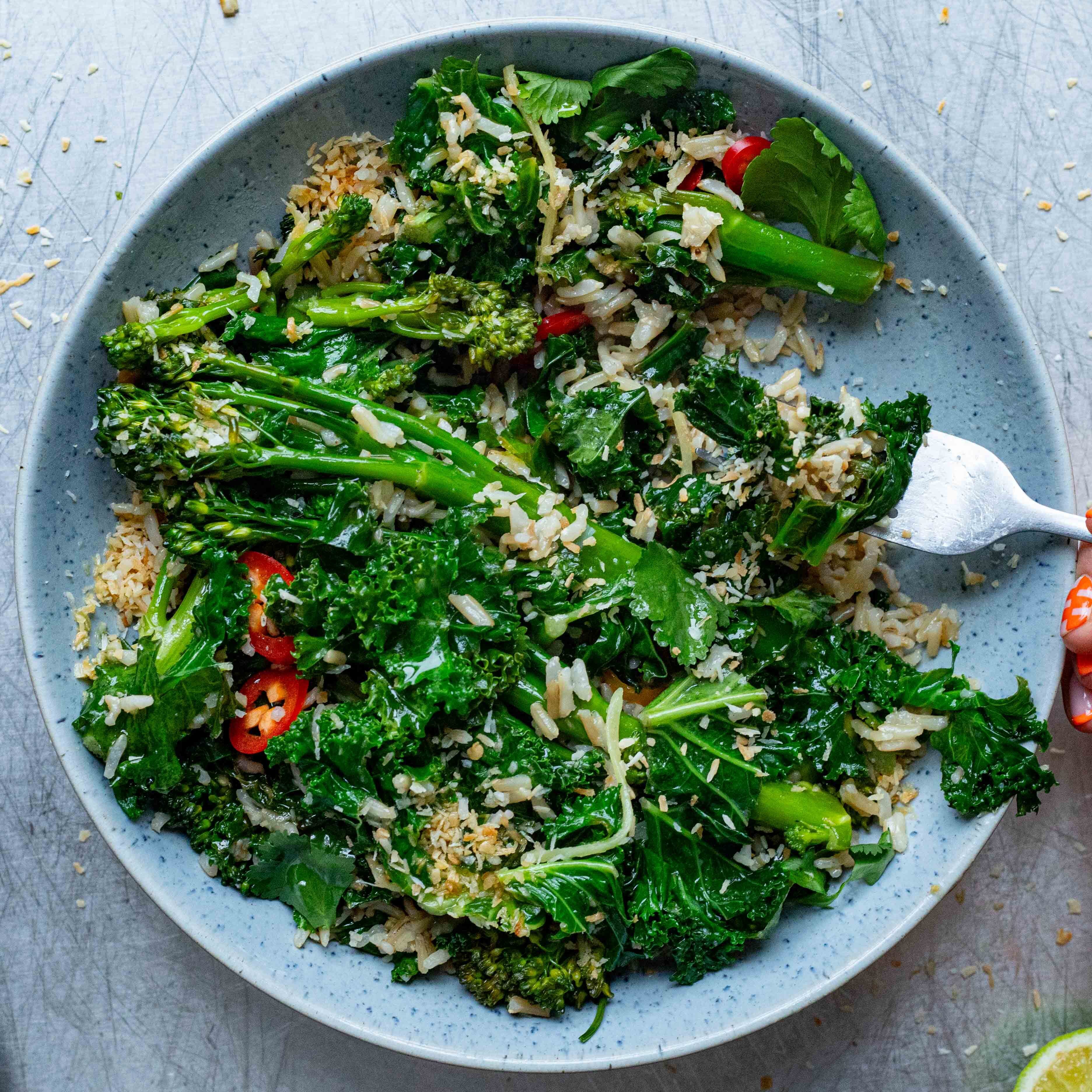 Broccoli Kale Coconut Stir Fry