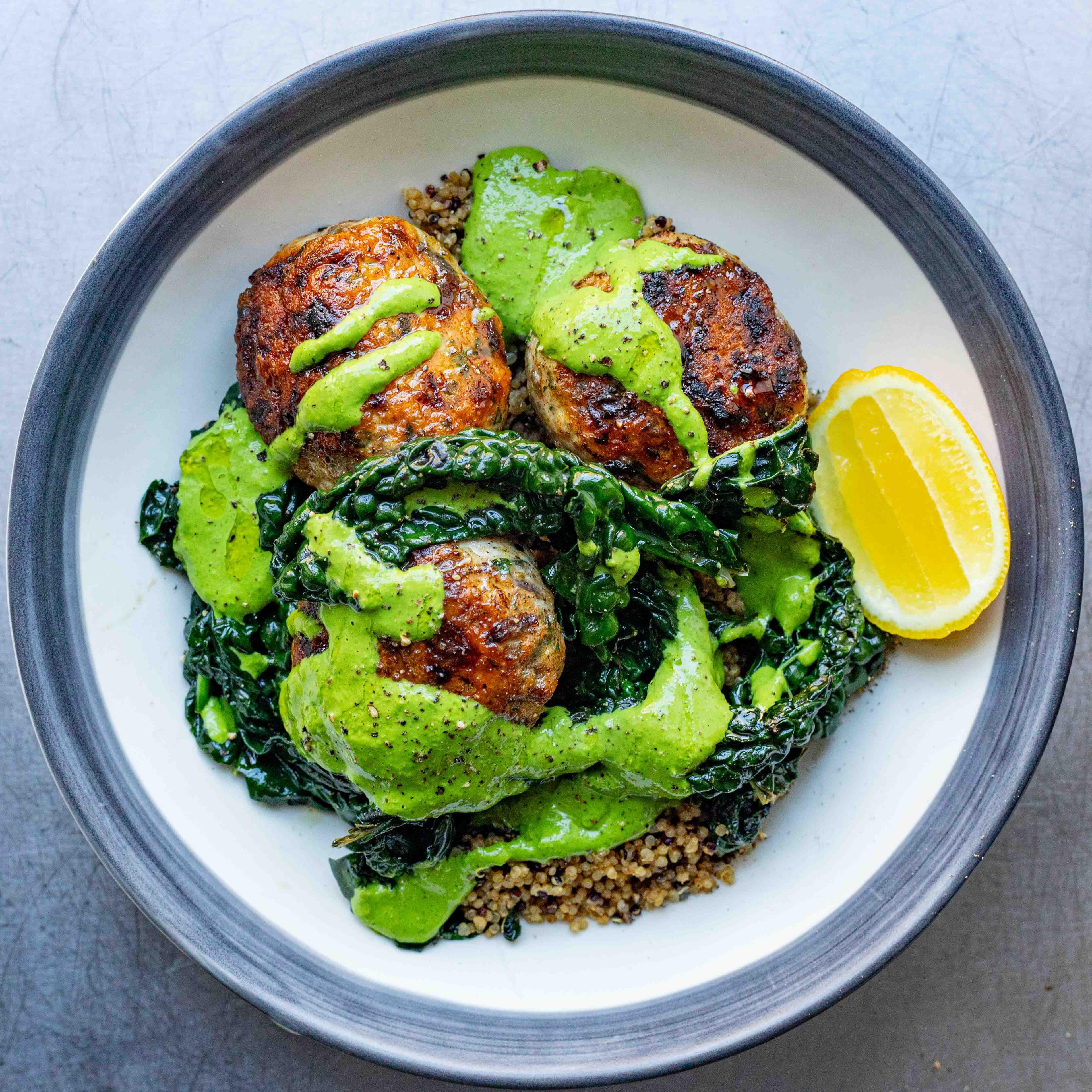 Chicken Meatball Grain Bowl Recipe