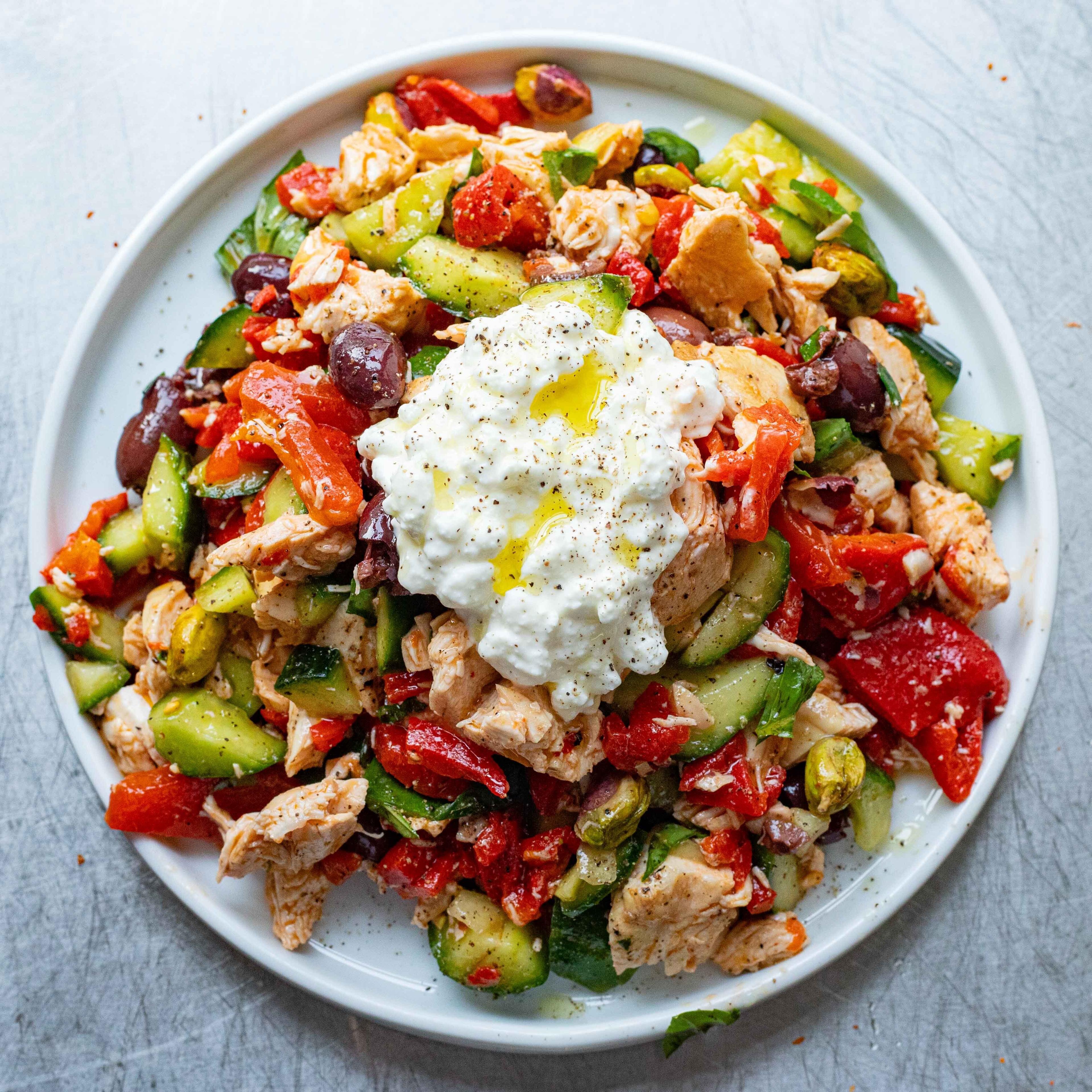 Chicken Pepper Cucumber Chopped Salad