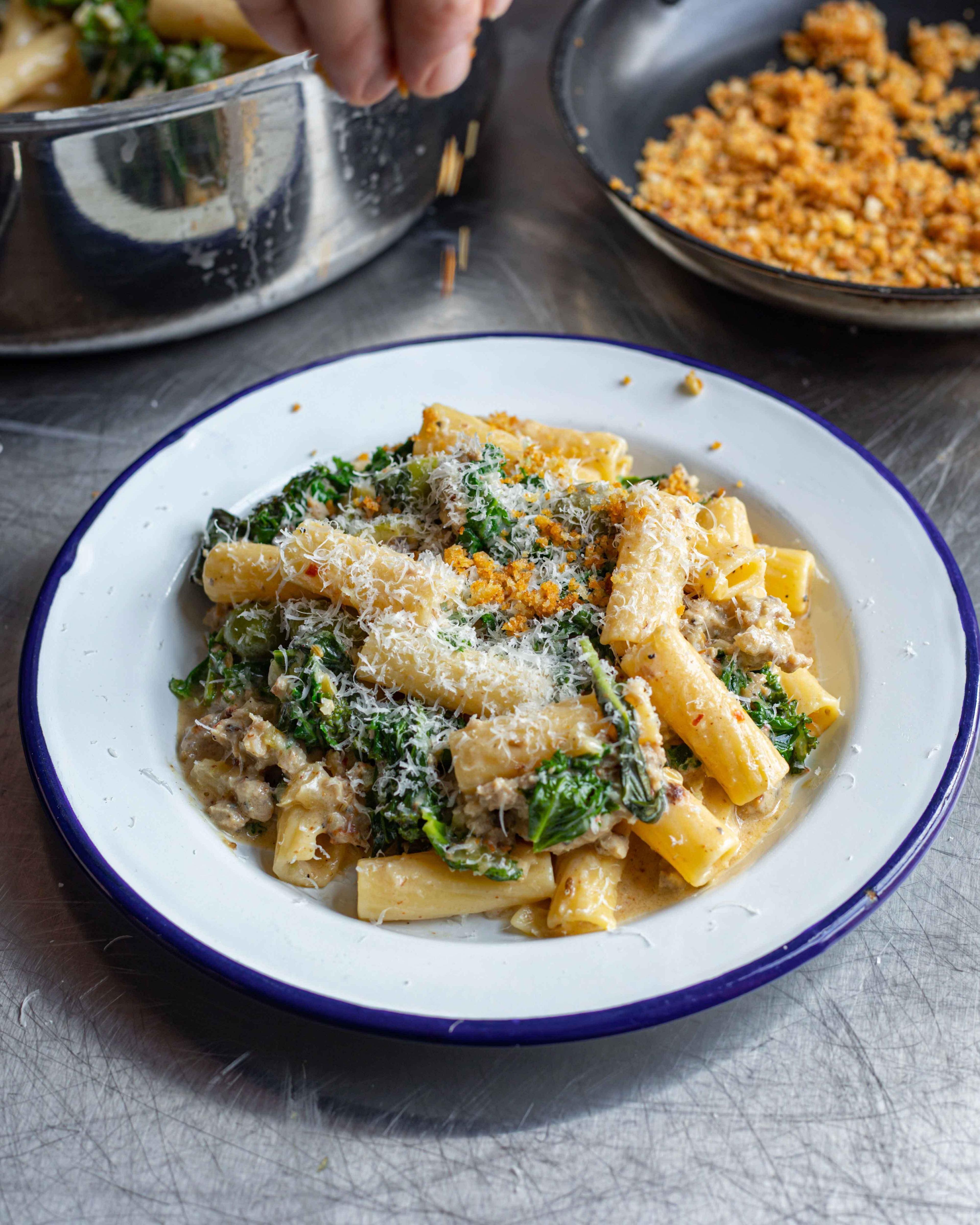 Sausage Kale and Green Olive Rigatoni Recipe