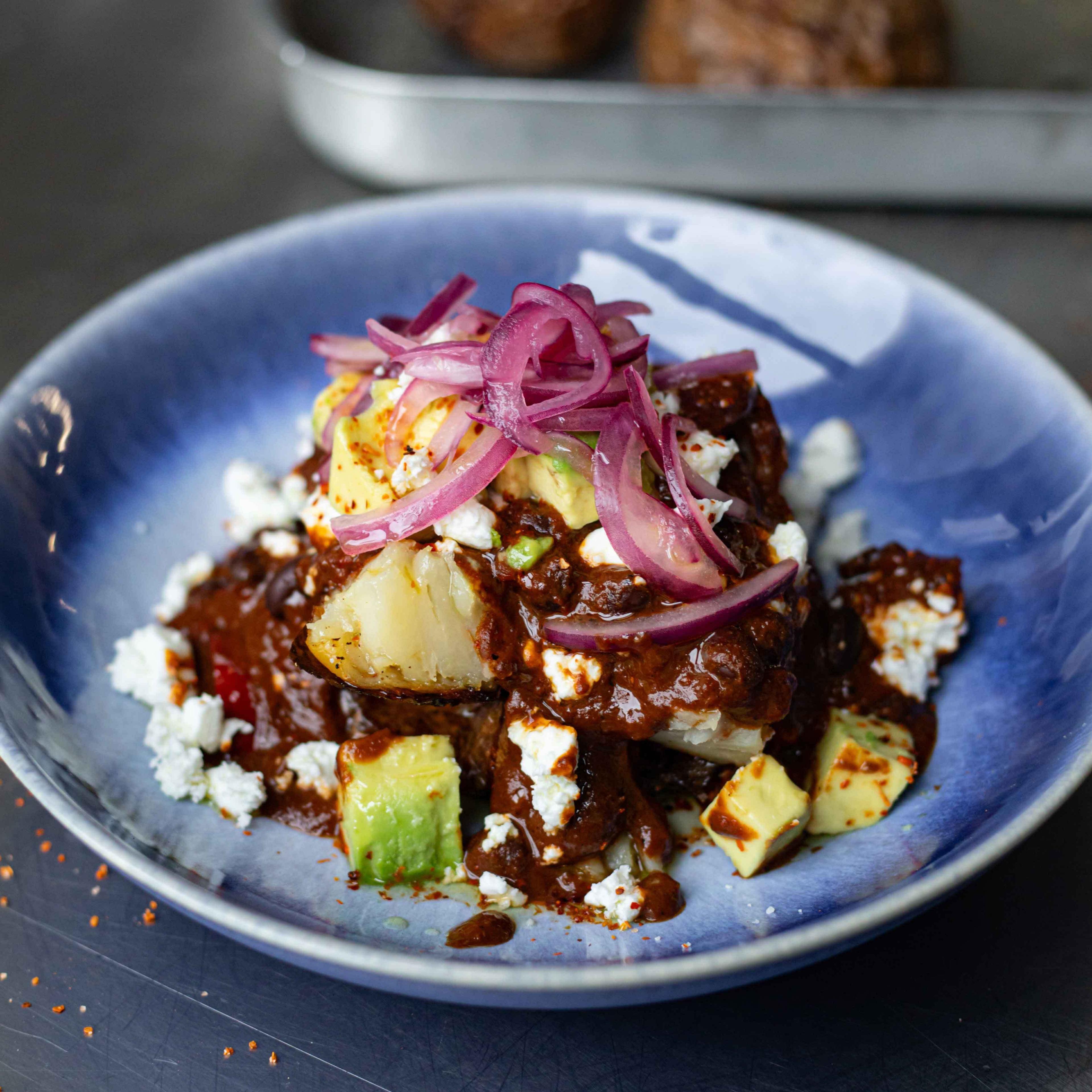 Bean Chilli Stuffed Jacket Potato