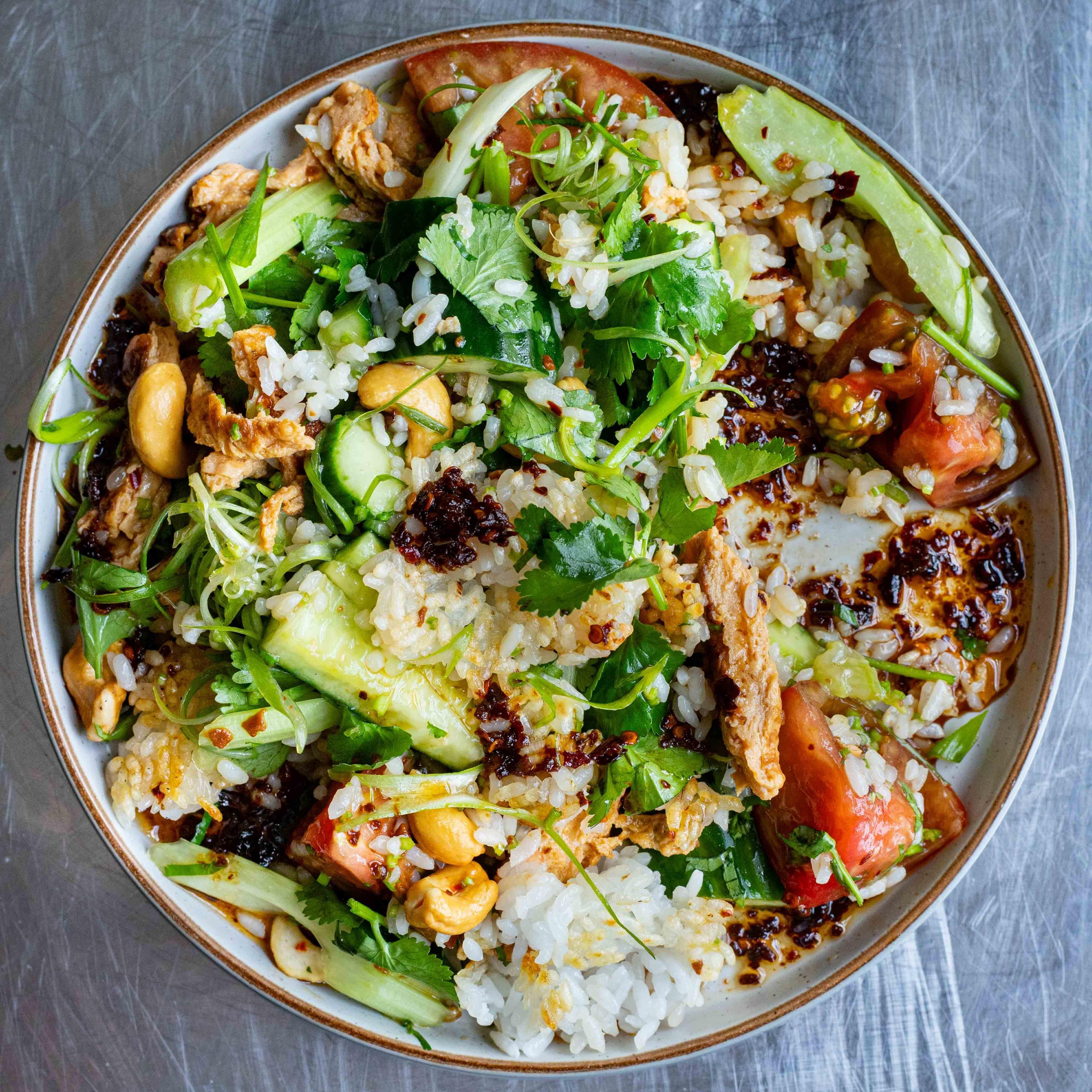 Crispy Rice and Smashed Cucumber Salad