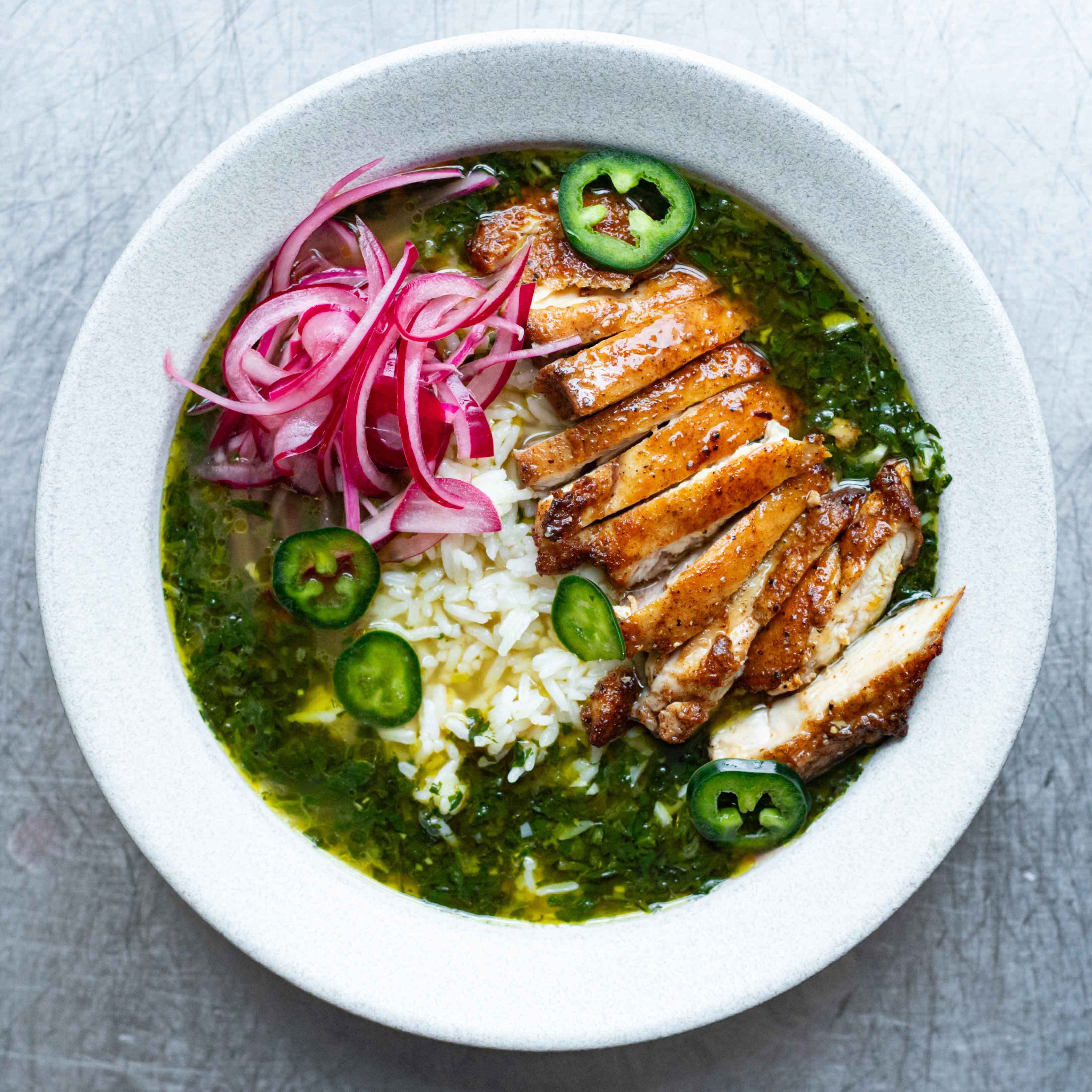 Green Herby Chicken and Rice Soup