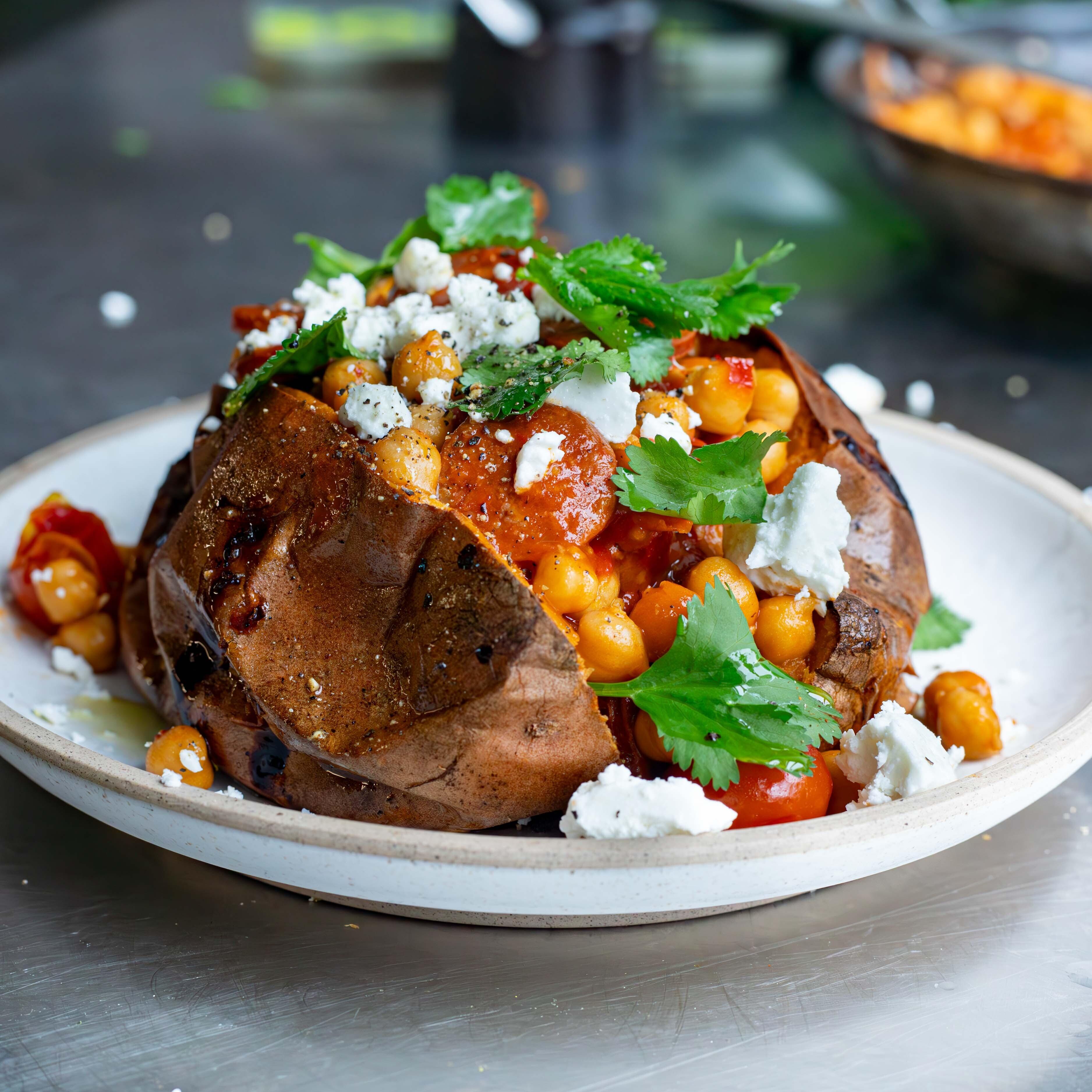 Sweet Potatoes With Chorizo Chickpeas