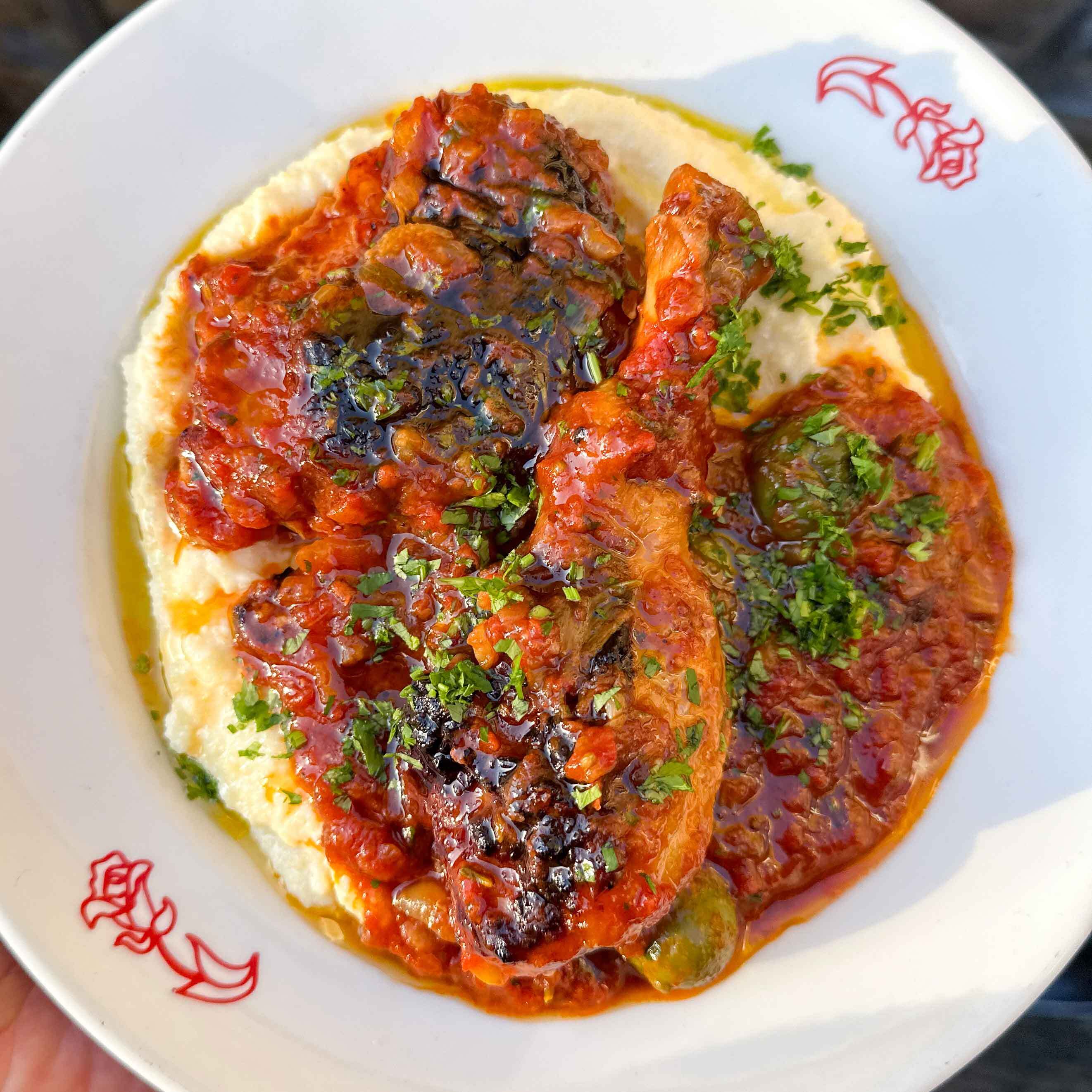 Braised Chicken Cacciatore with Cheesy Polenta