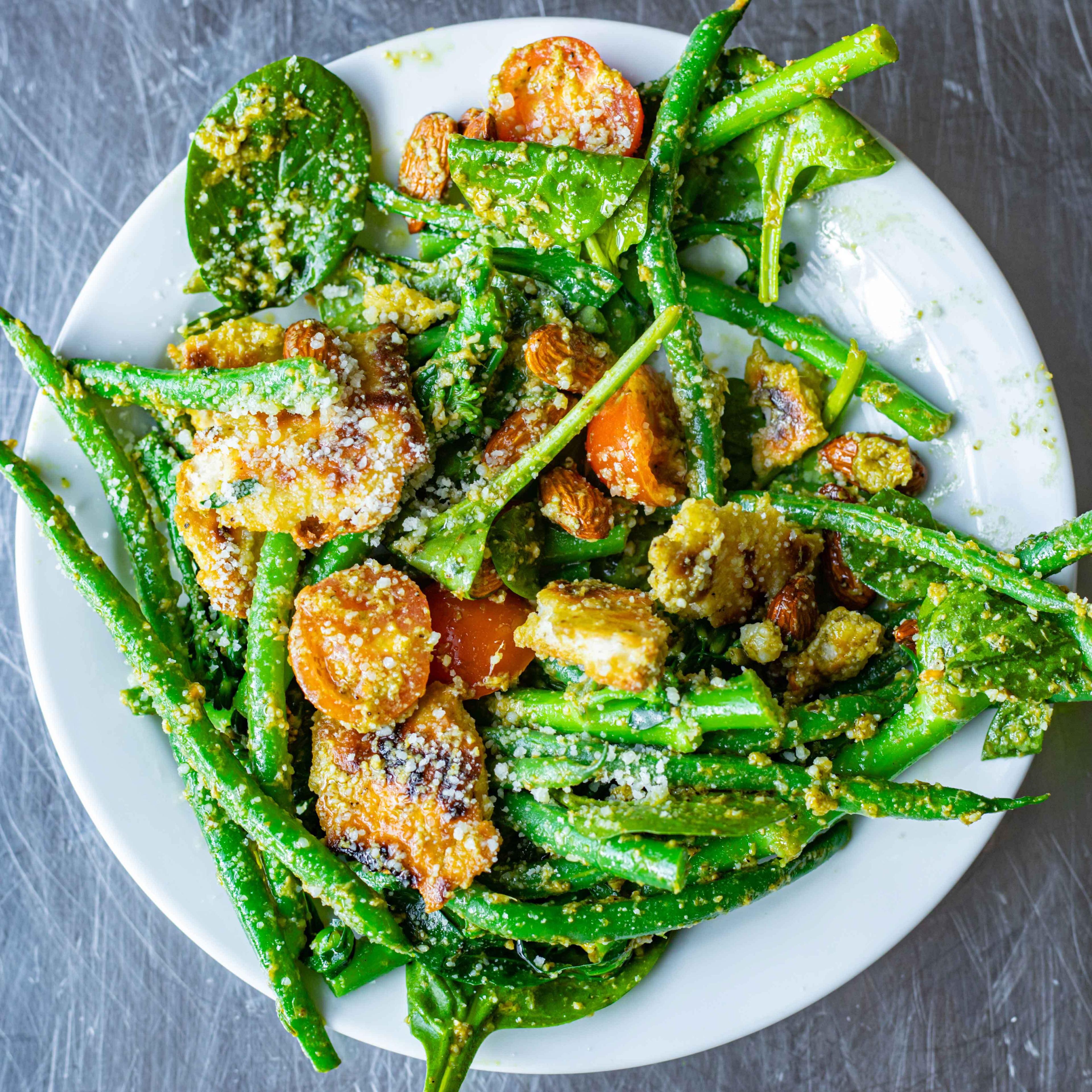 Green Bean Pesto Almond Salad