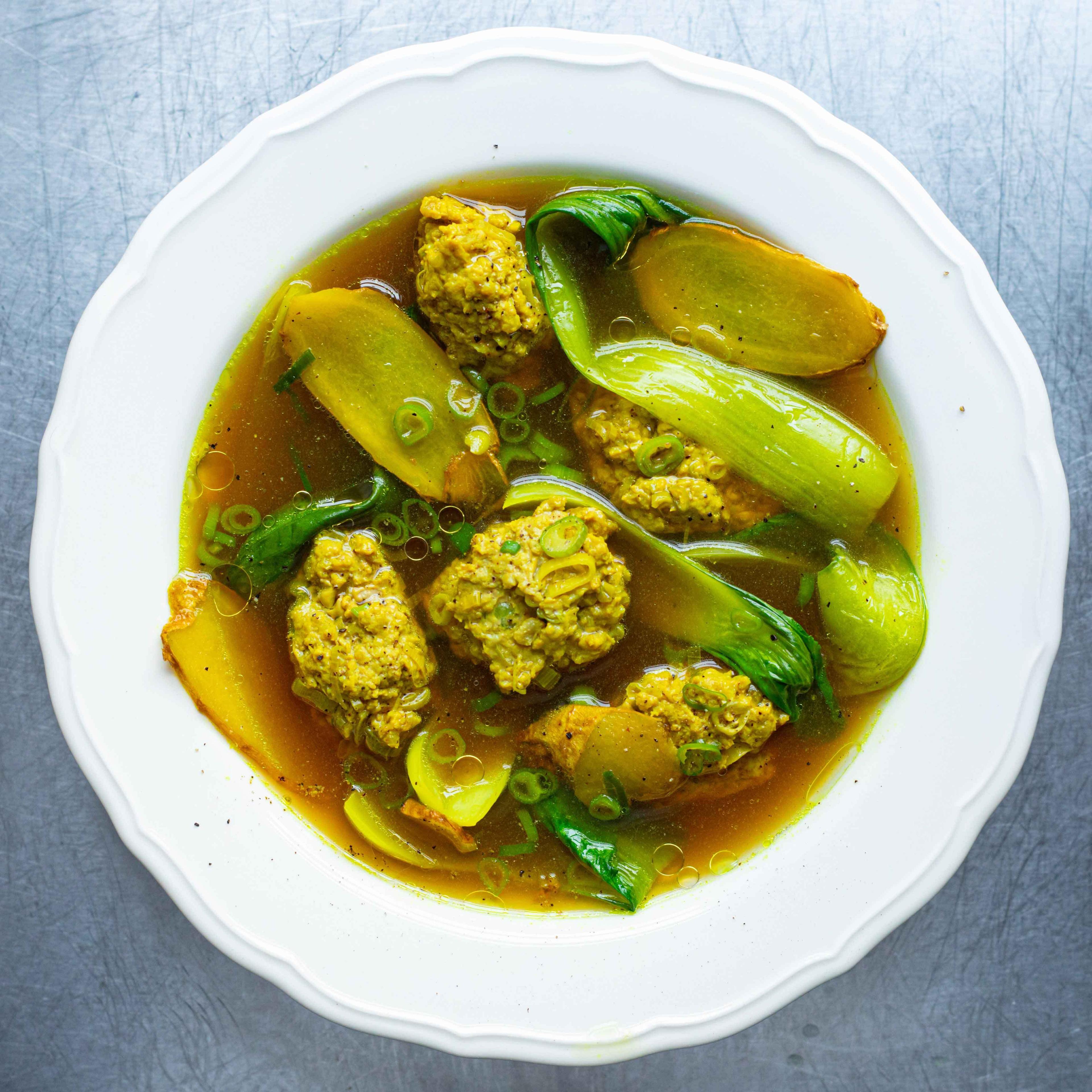 Spoon Drop Meatballs in Ginger Broth