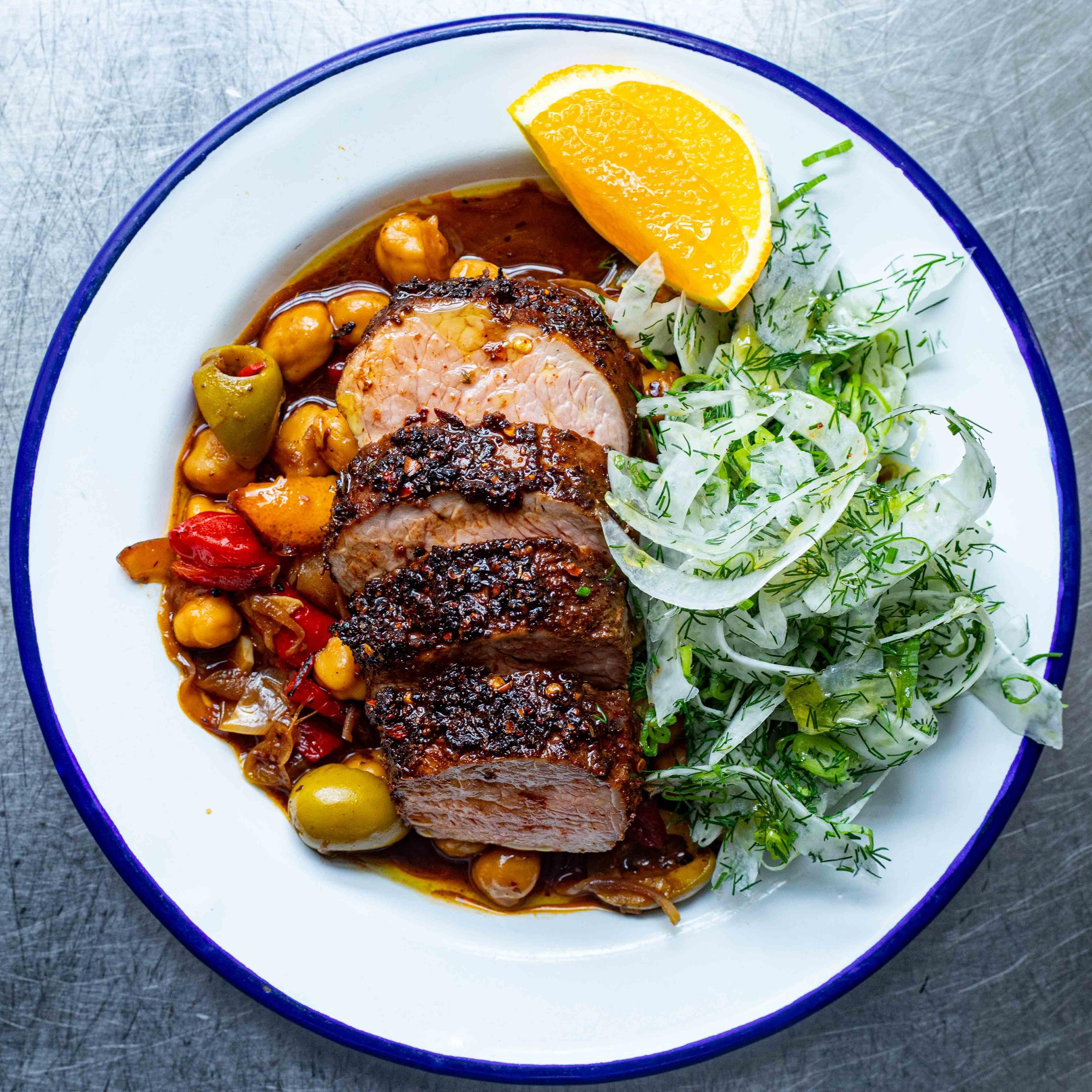 Smoky Pork Fillet with Orange Chickpeas