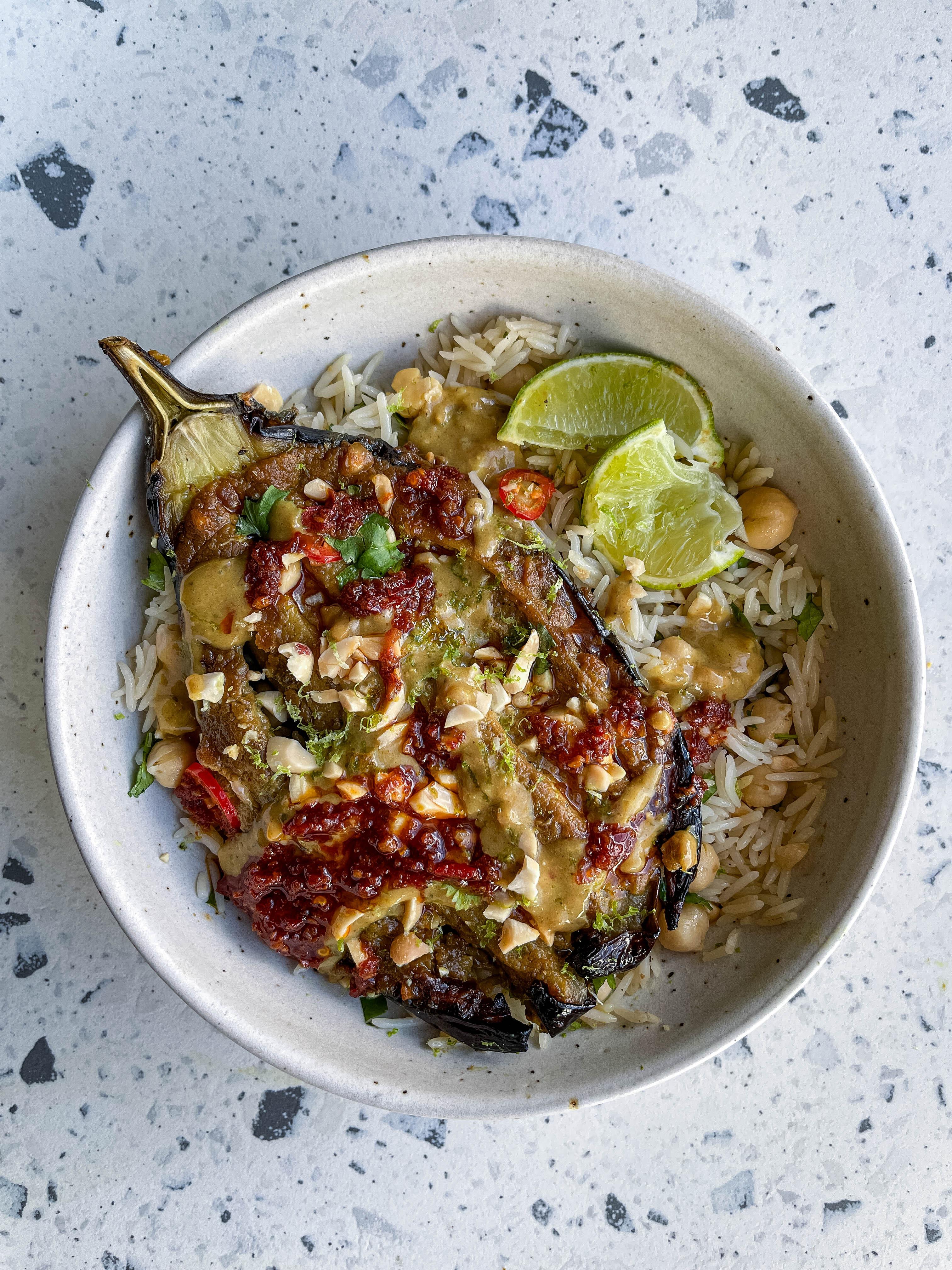 Aubergine With Coconut Satay Sauce