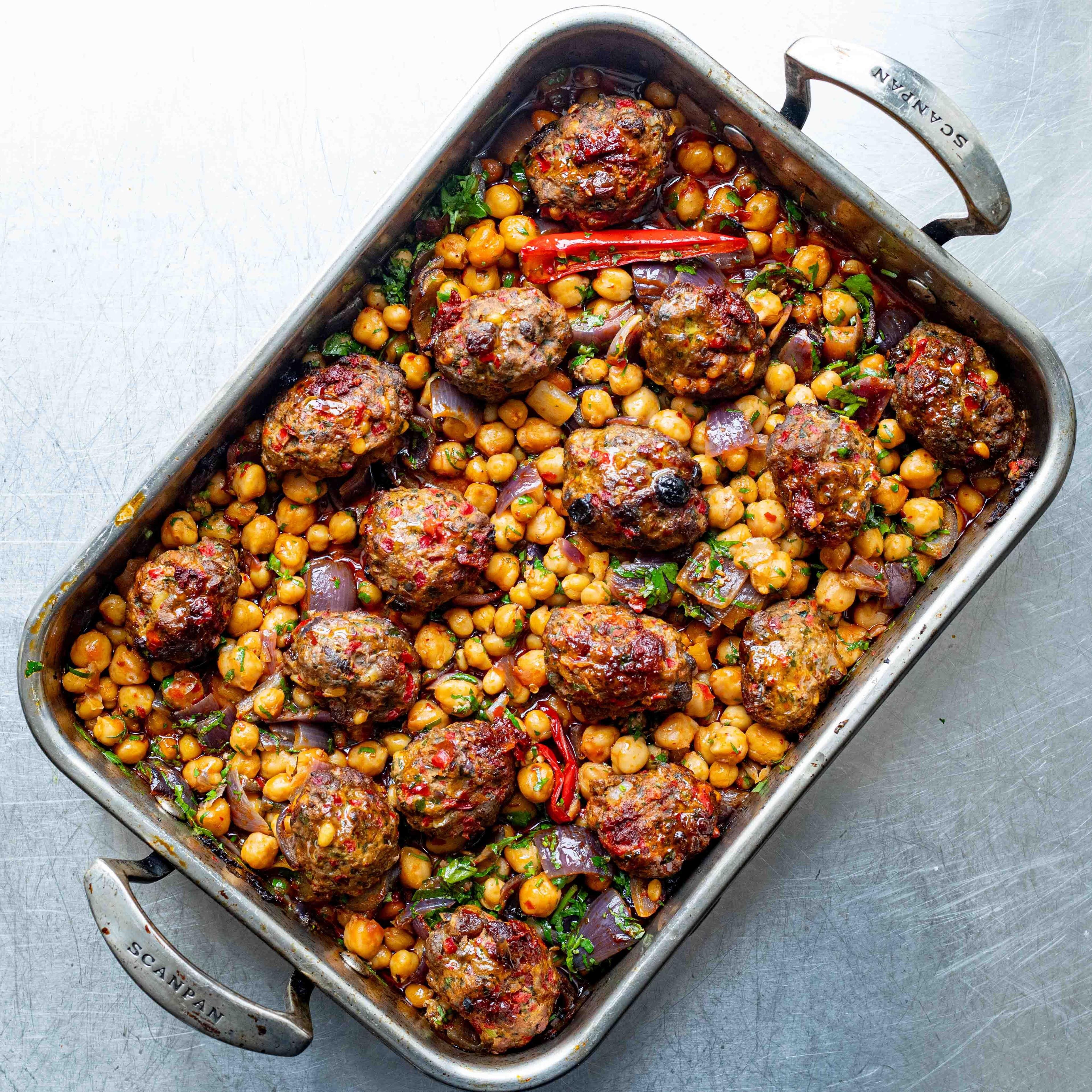 Batch Recipe Spicy Lamb Meatball Traybake