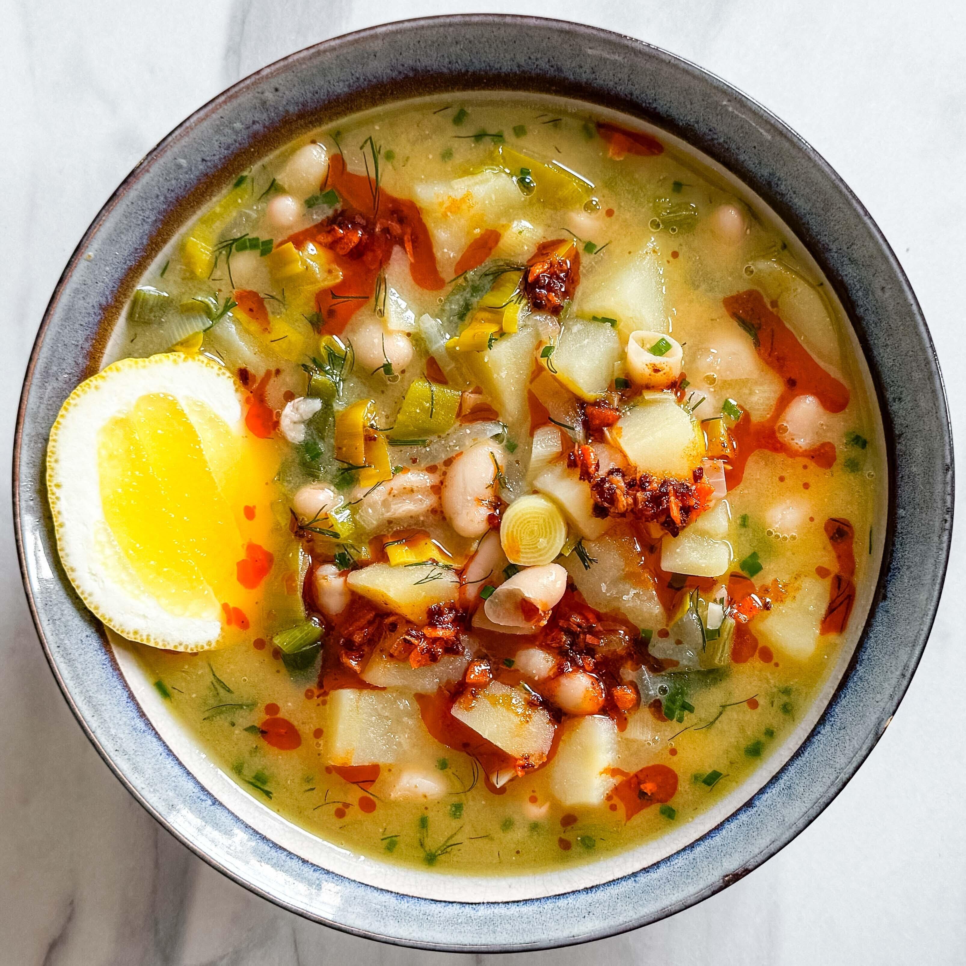 Cannellini Bean Leek Miso Soup