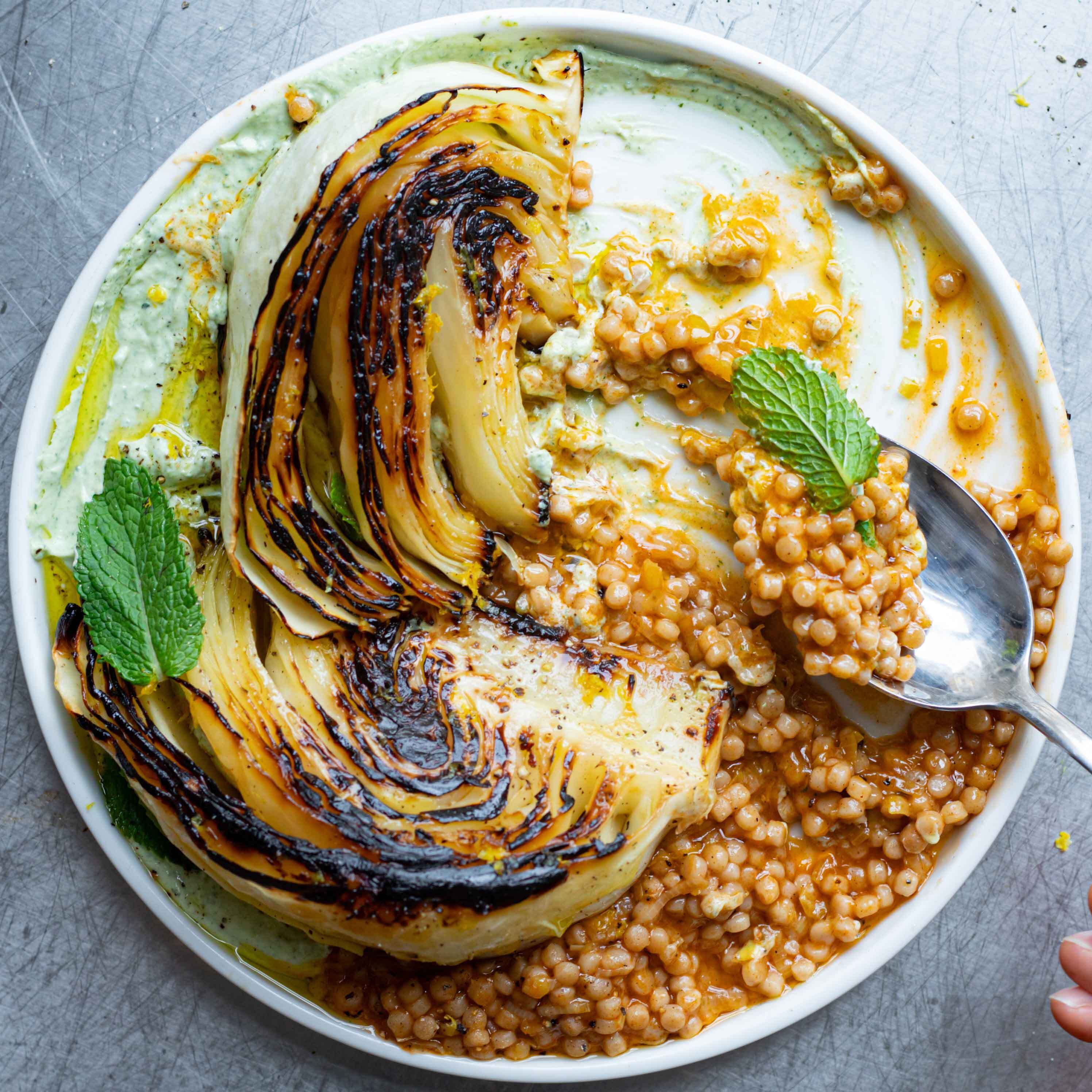 Charred Cabbage Giant Couscous