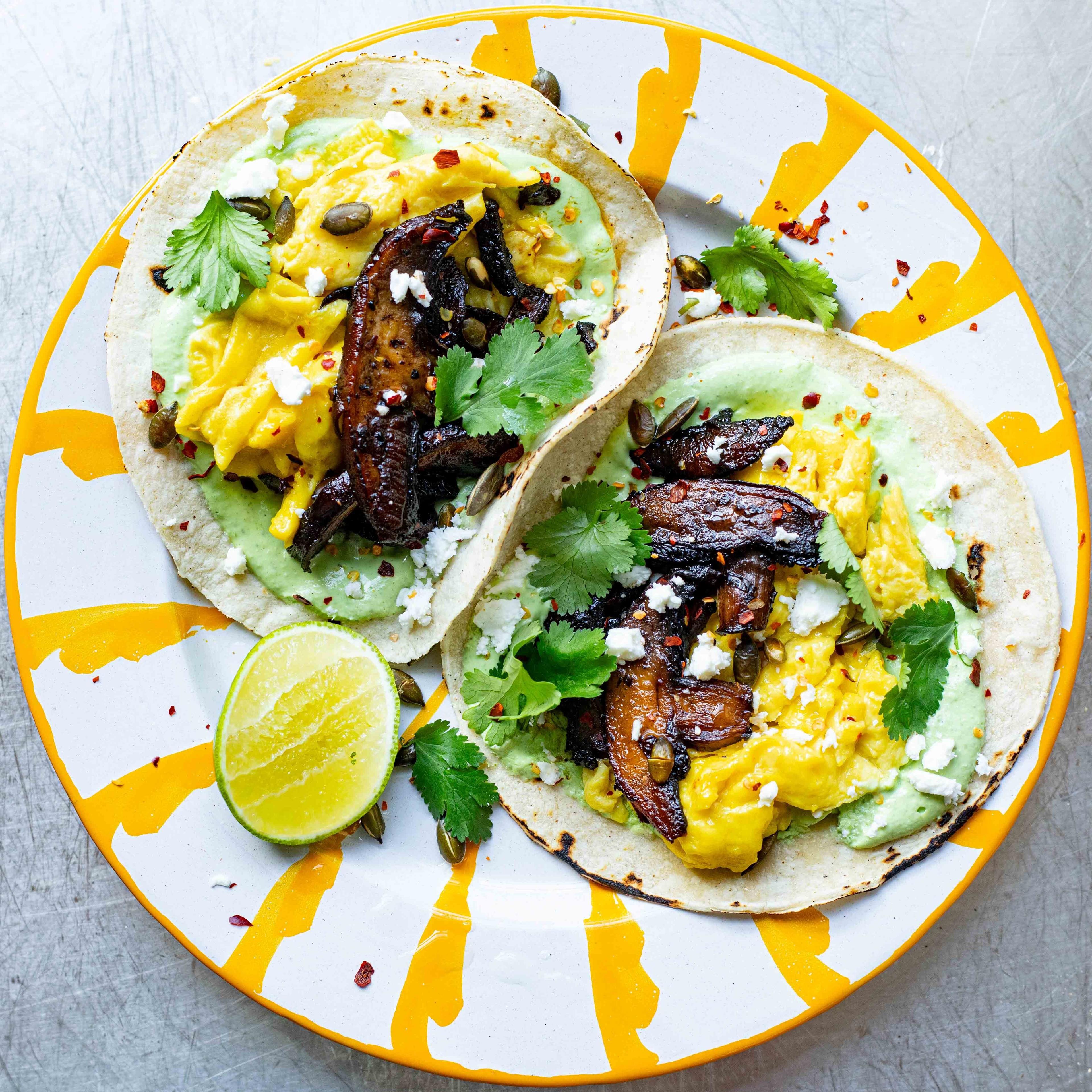 Chipotle Mushroom Egg Breakfast Tacos