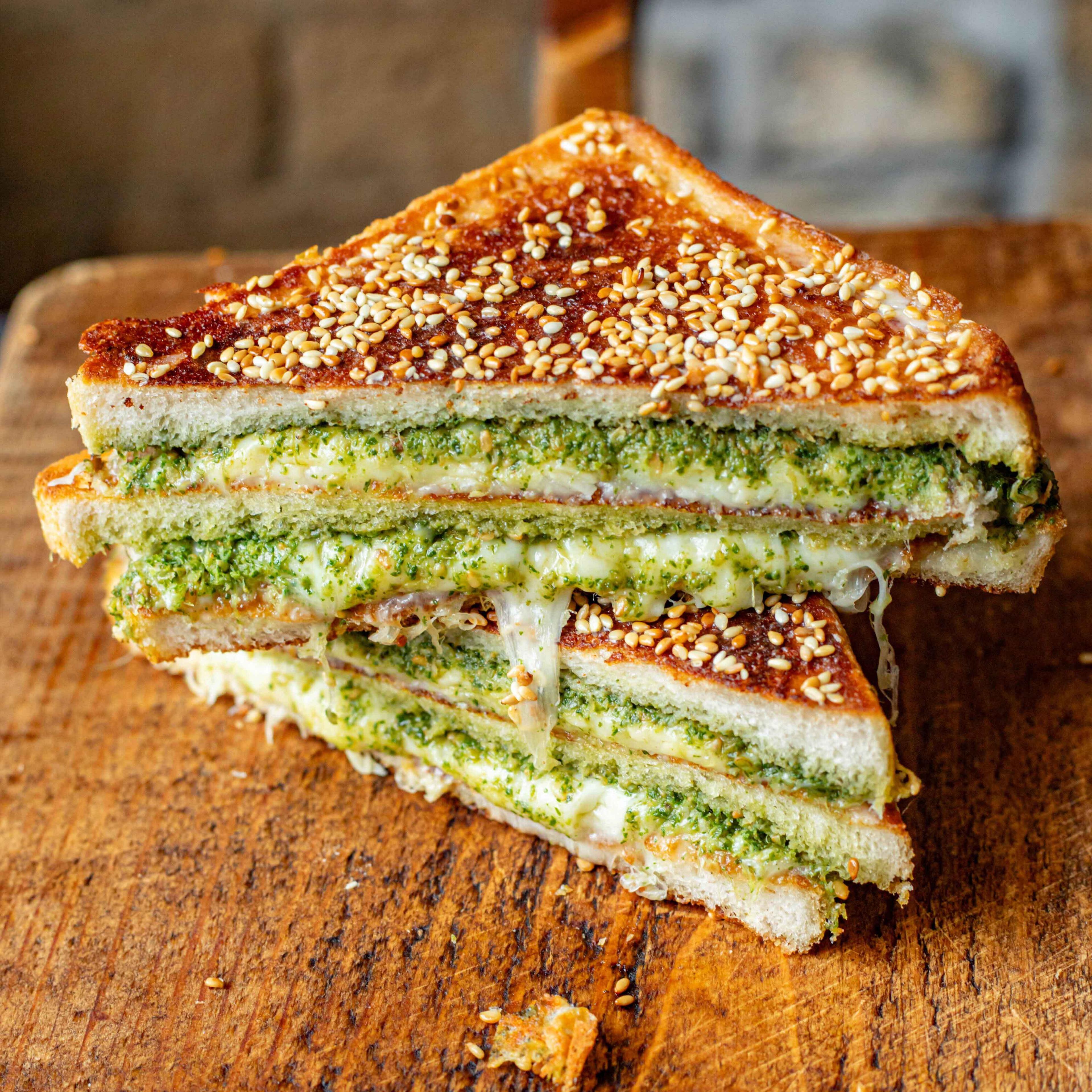 Double Stacked Pesto Grilled Cheese