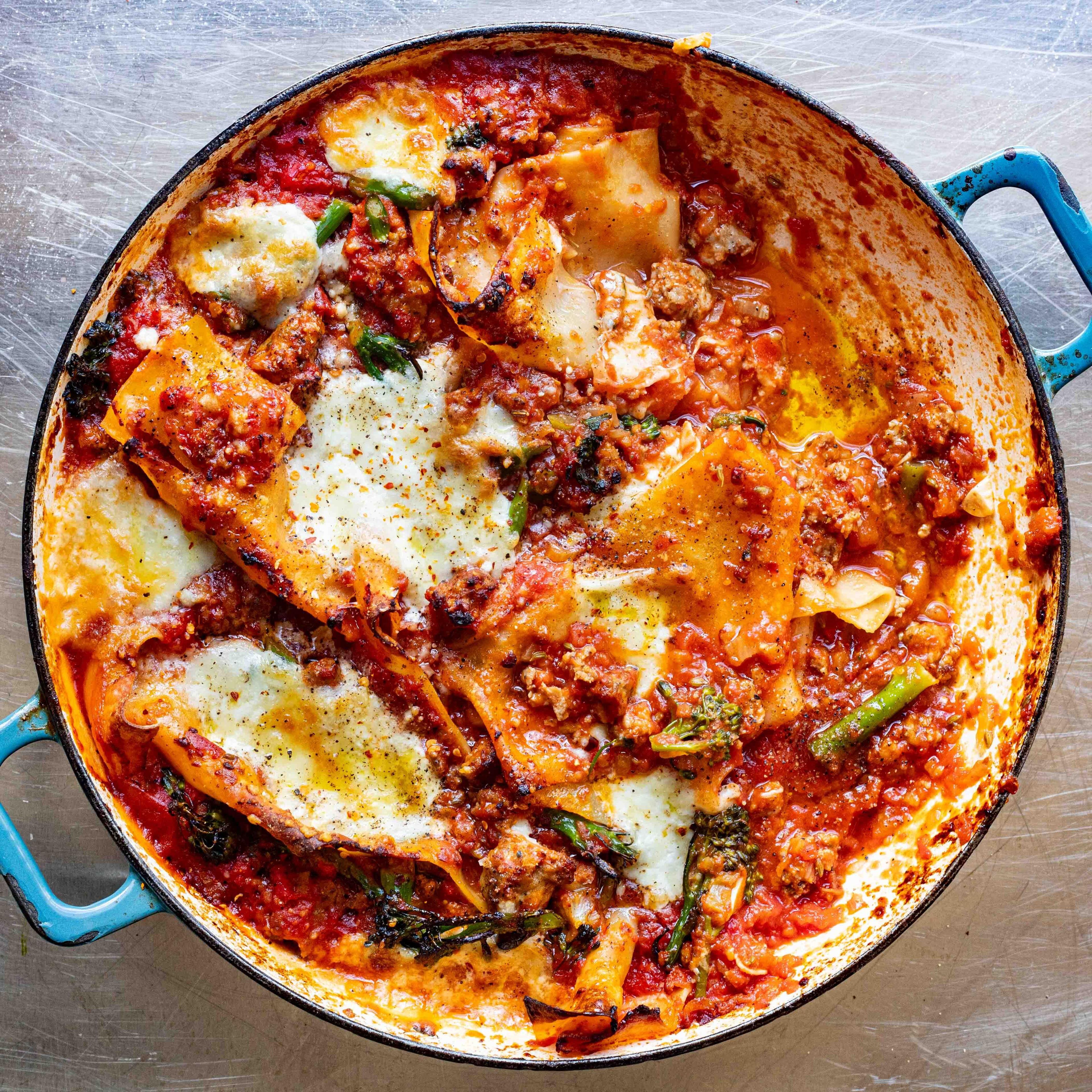 Fennel Sausage and Broccoli Broken Lasagne