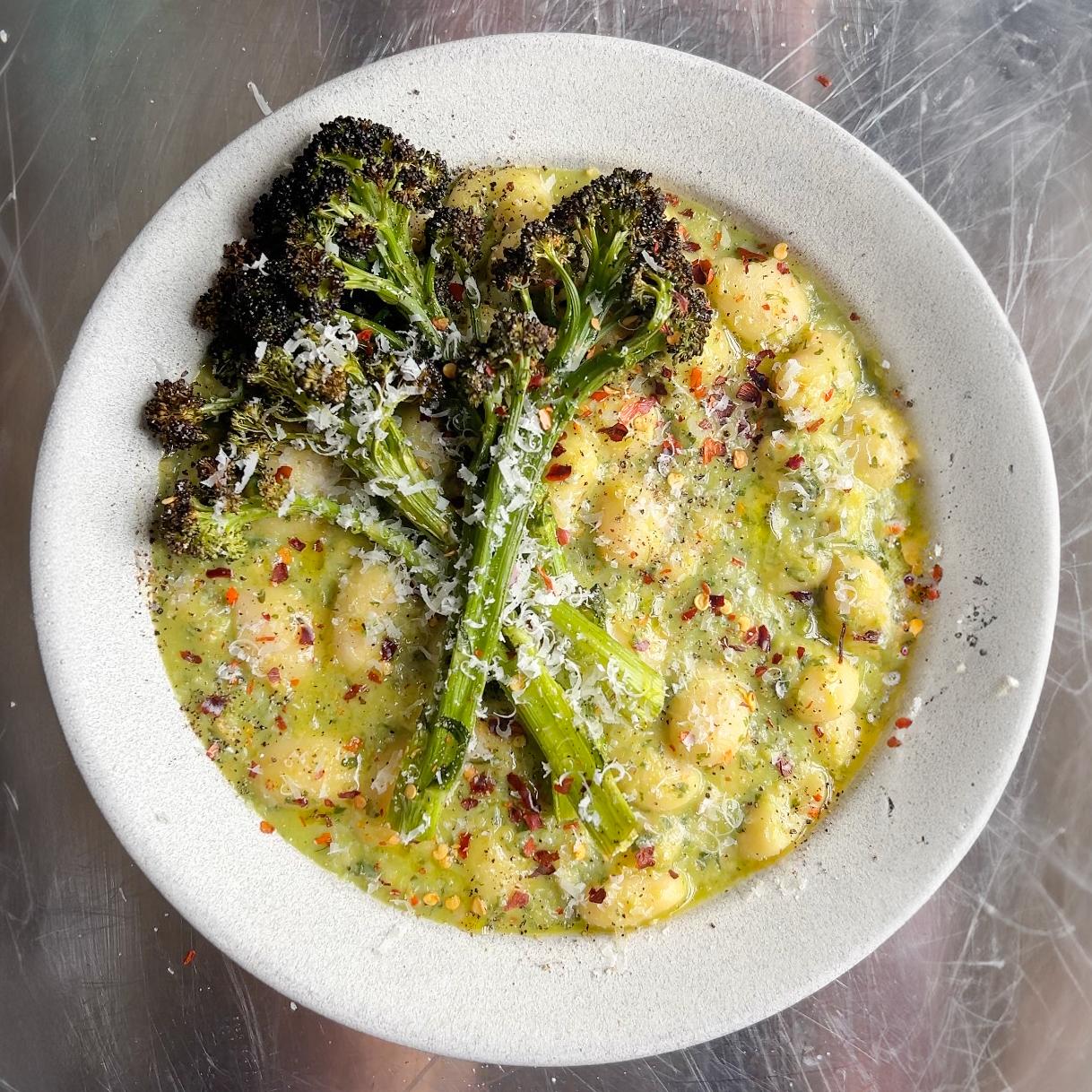 Pesto Butter Beans with Charred Tenderstem Broccoli