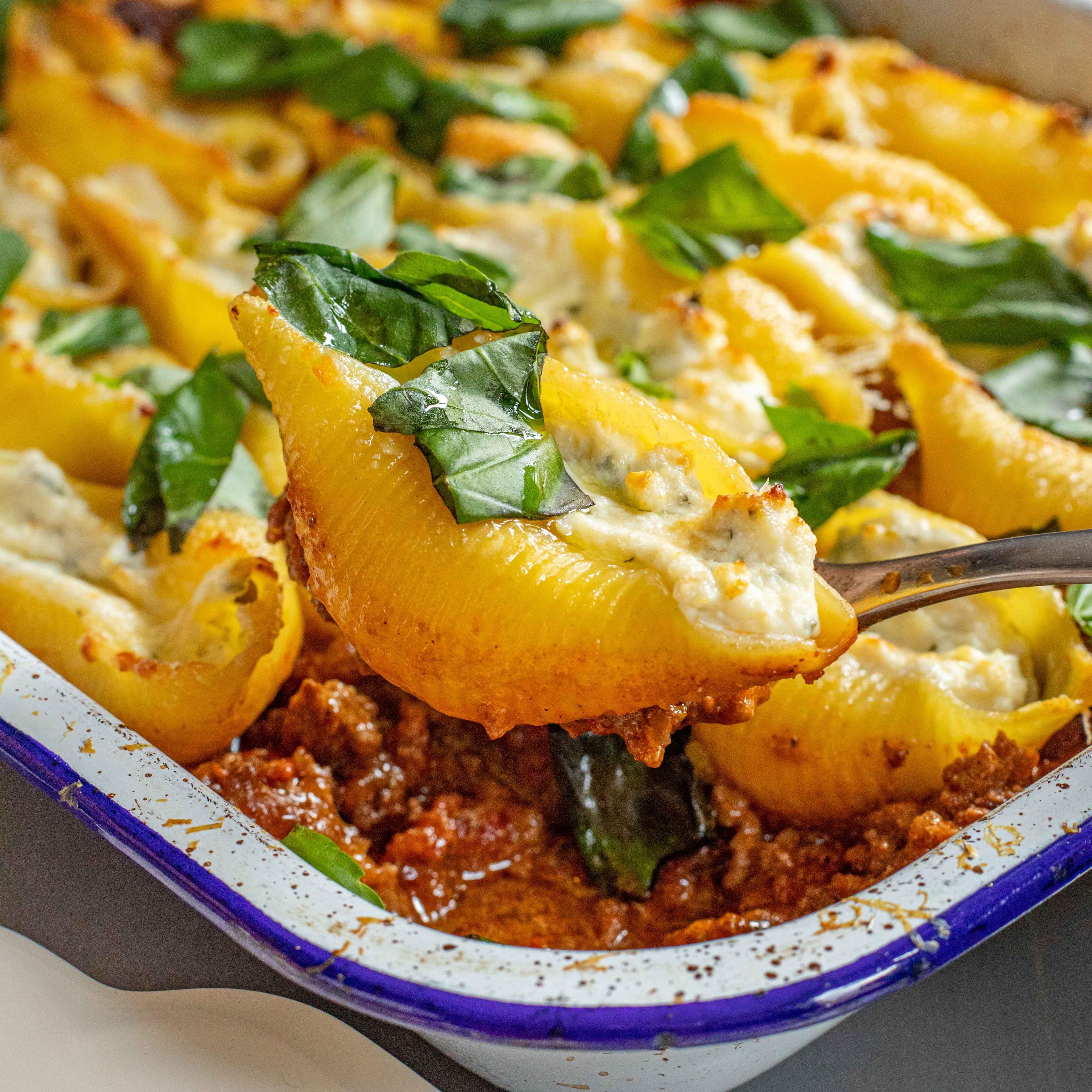 Ricotta Stuffed Shells with Bolognese