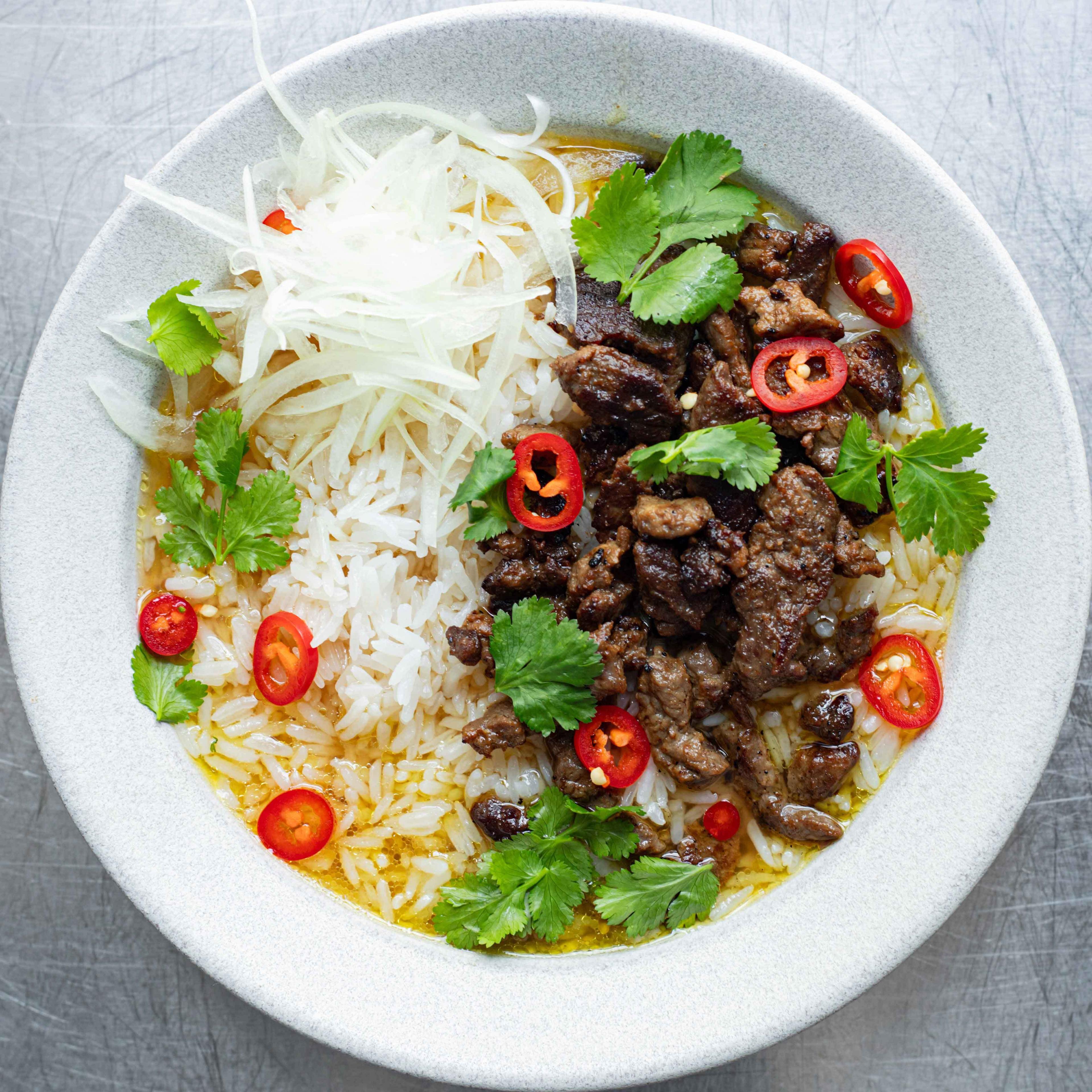 Steak Rice with Aromatic Broth