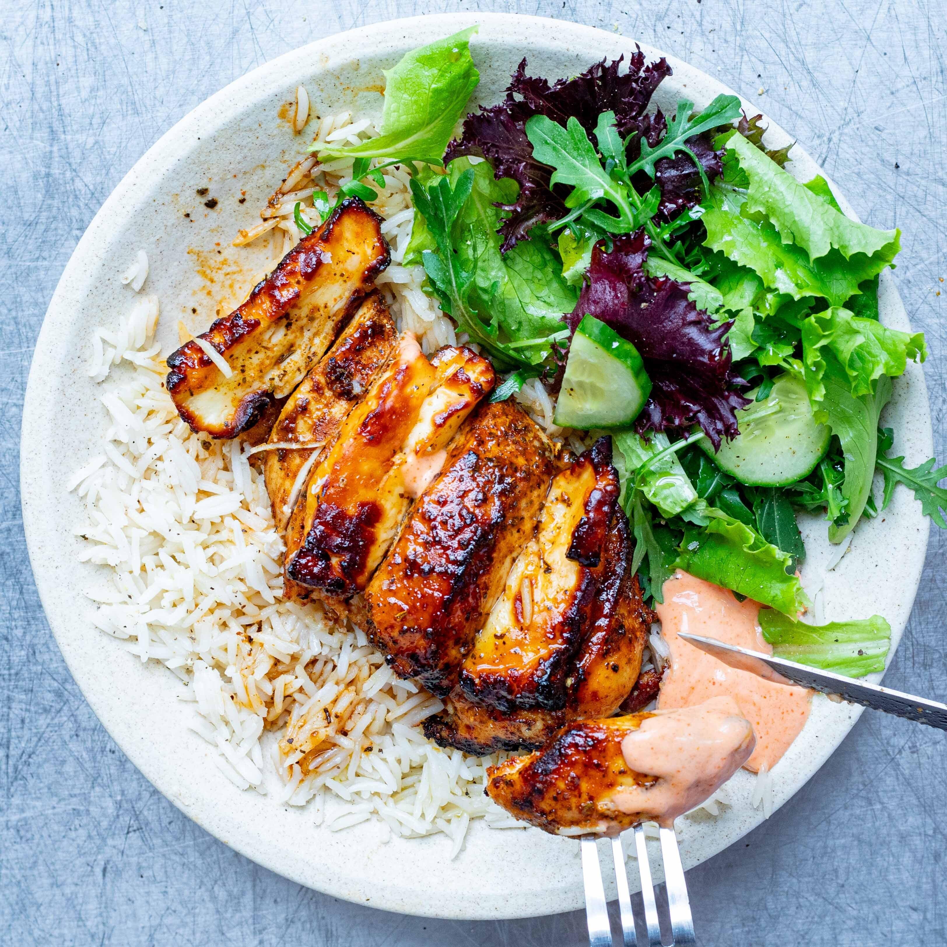 Air Fryer Sriracha Honey Halloumi Chicken