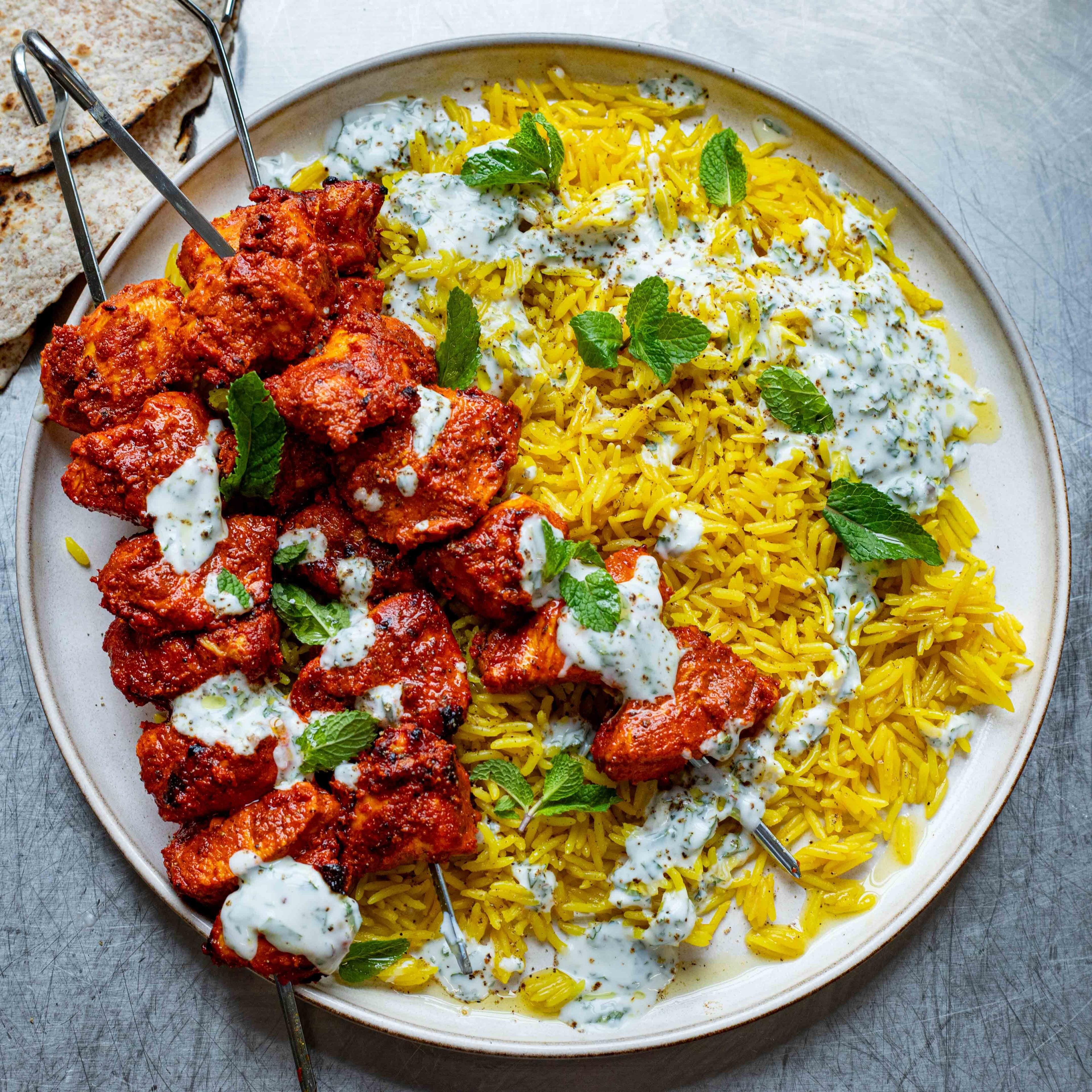 Air Fryer Tandoori Chicken Skewers Rice