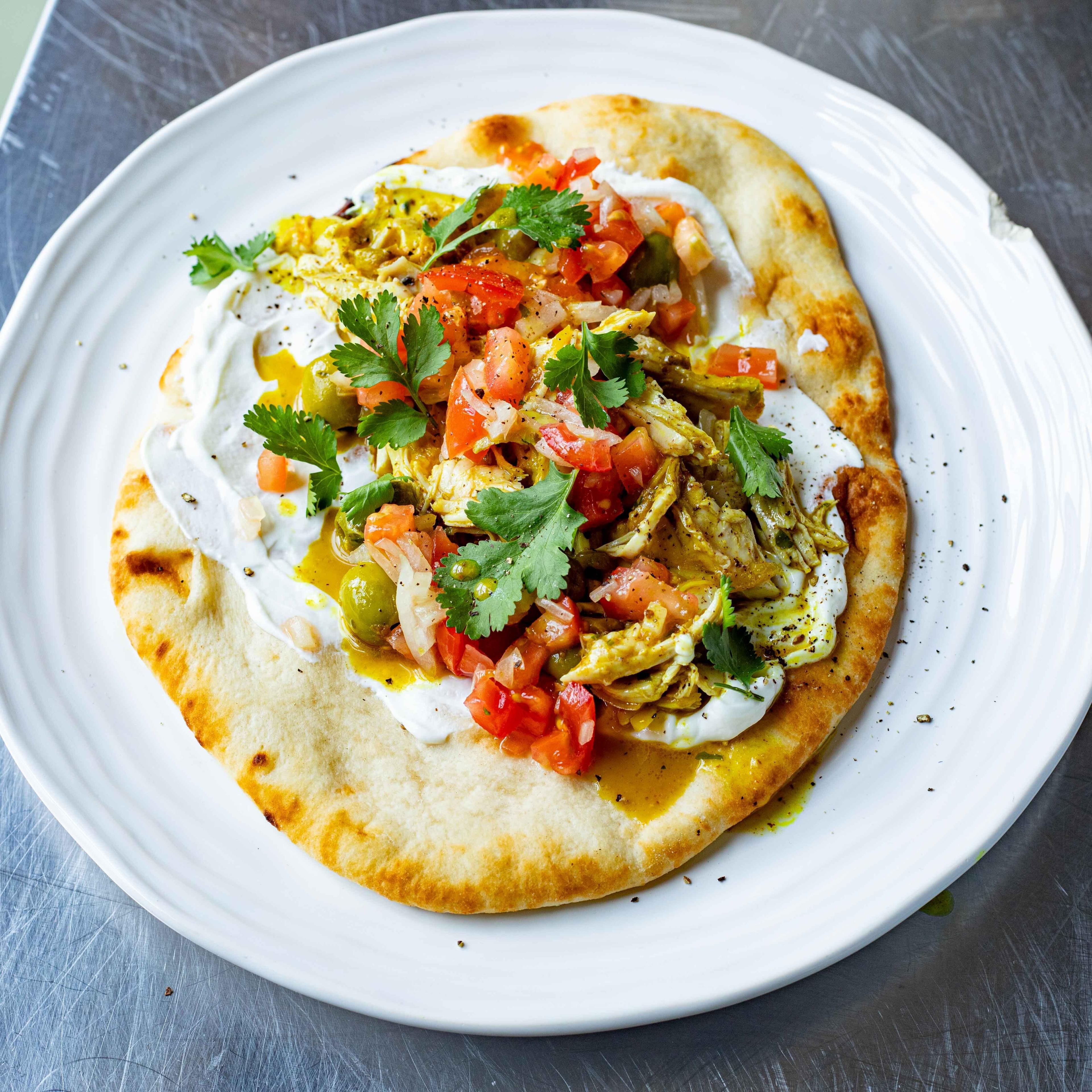 Braised Chicken Chickpeas Flatbread