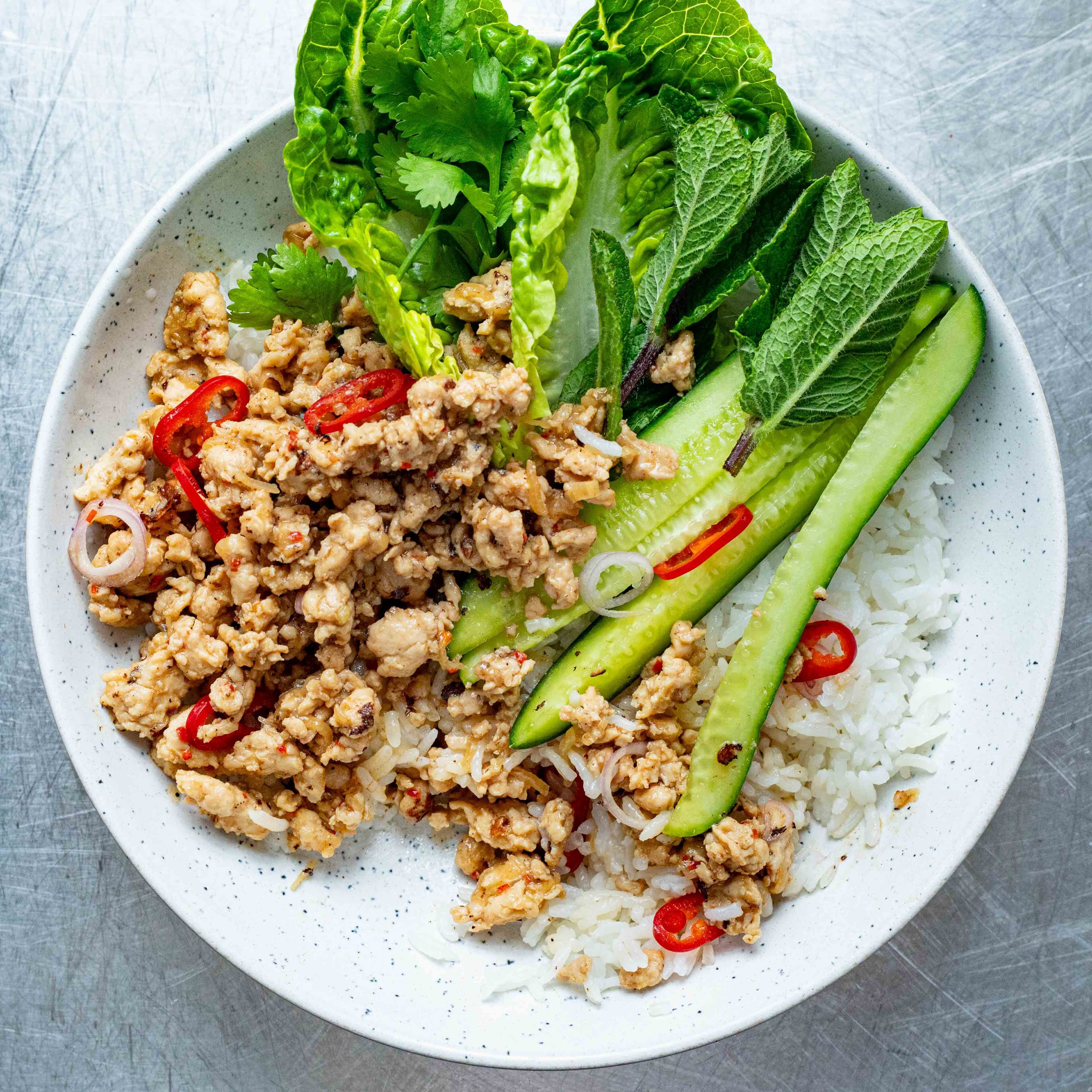 Coconut Chicken Laab Rice Bowls