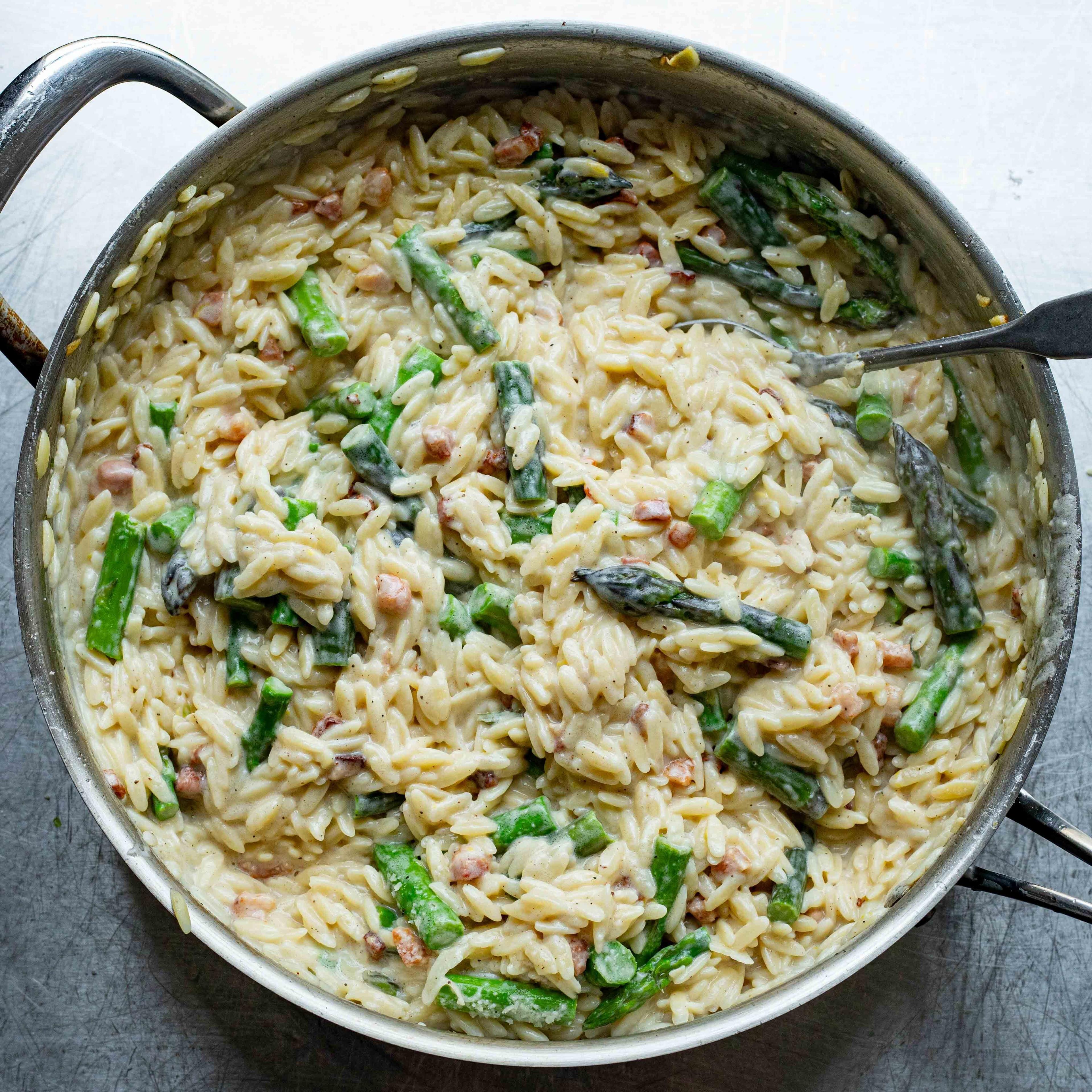 Creamy Lemon Asparagus Orzo