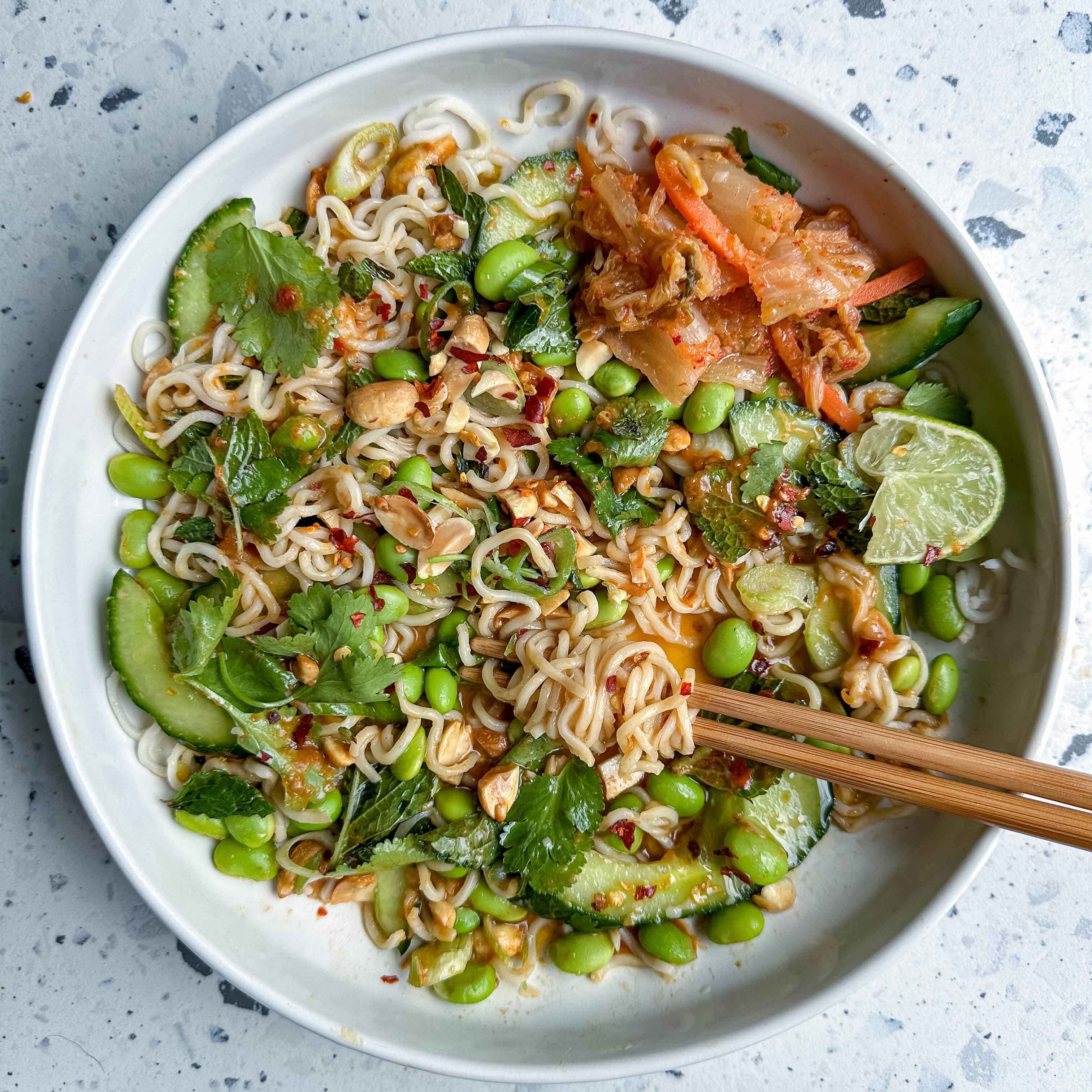 Peanut Cucumber Ramen Noodle Salad