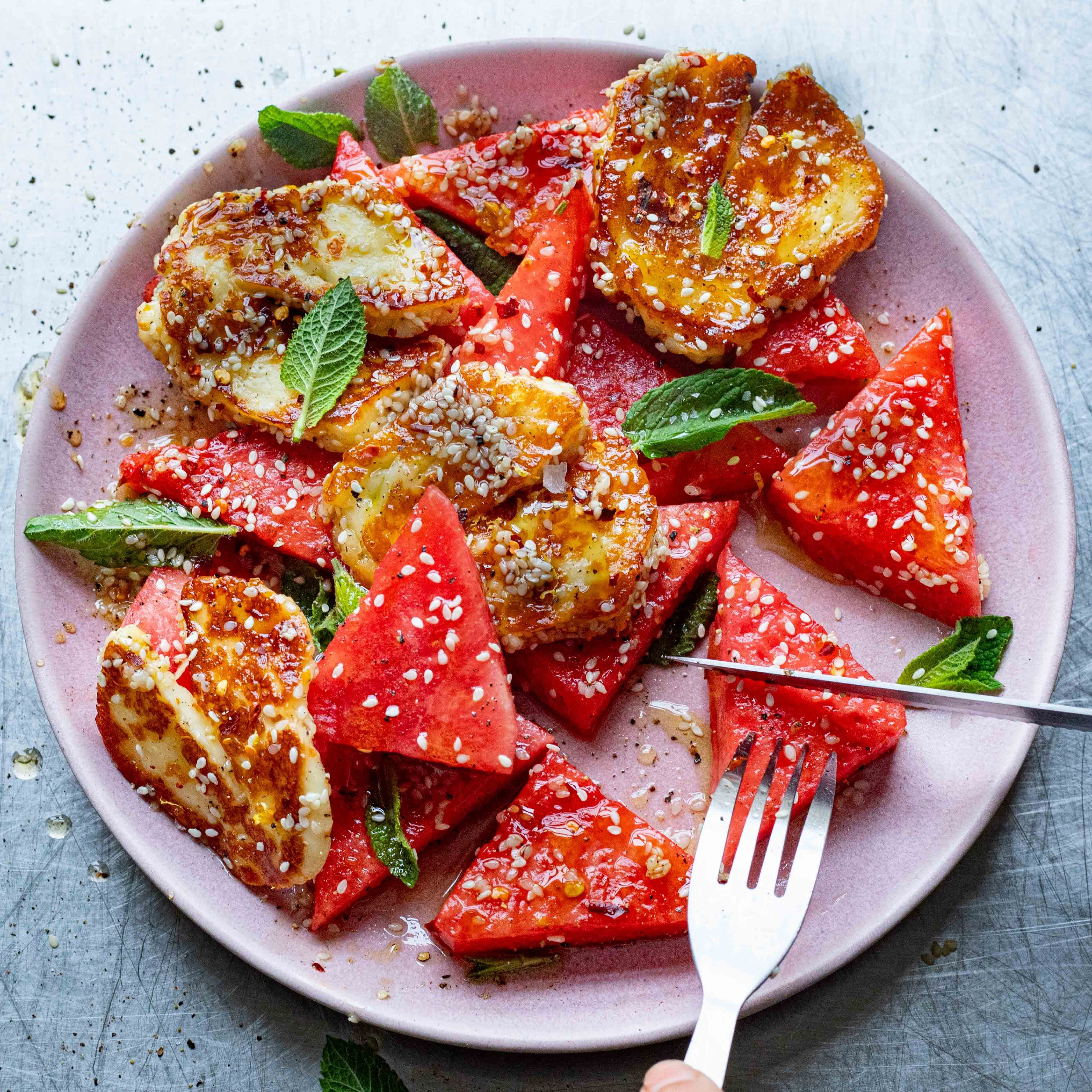 Sesame Halloumi Watermelon Salad