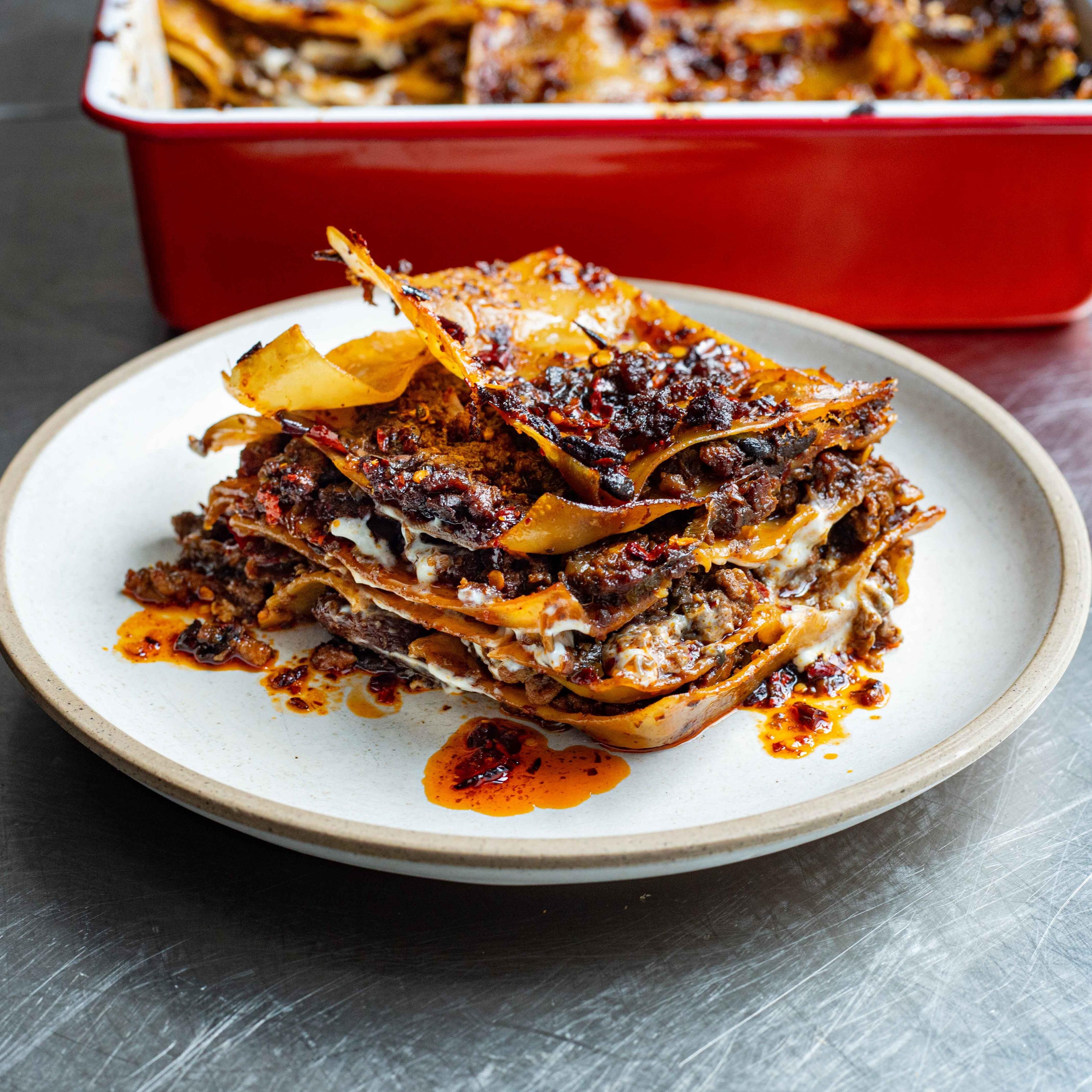 Sichuan Pepper Cumin Spiced Lamb Mushroom Lasagne