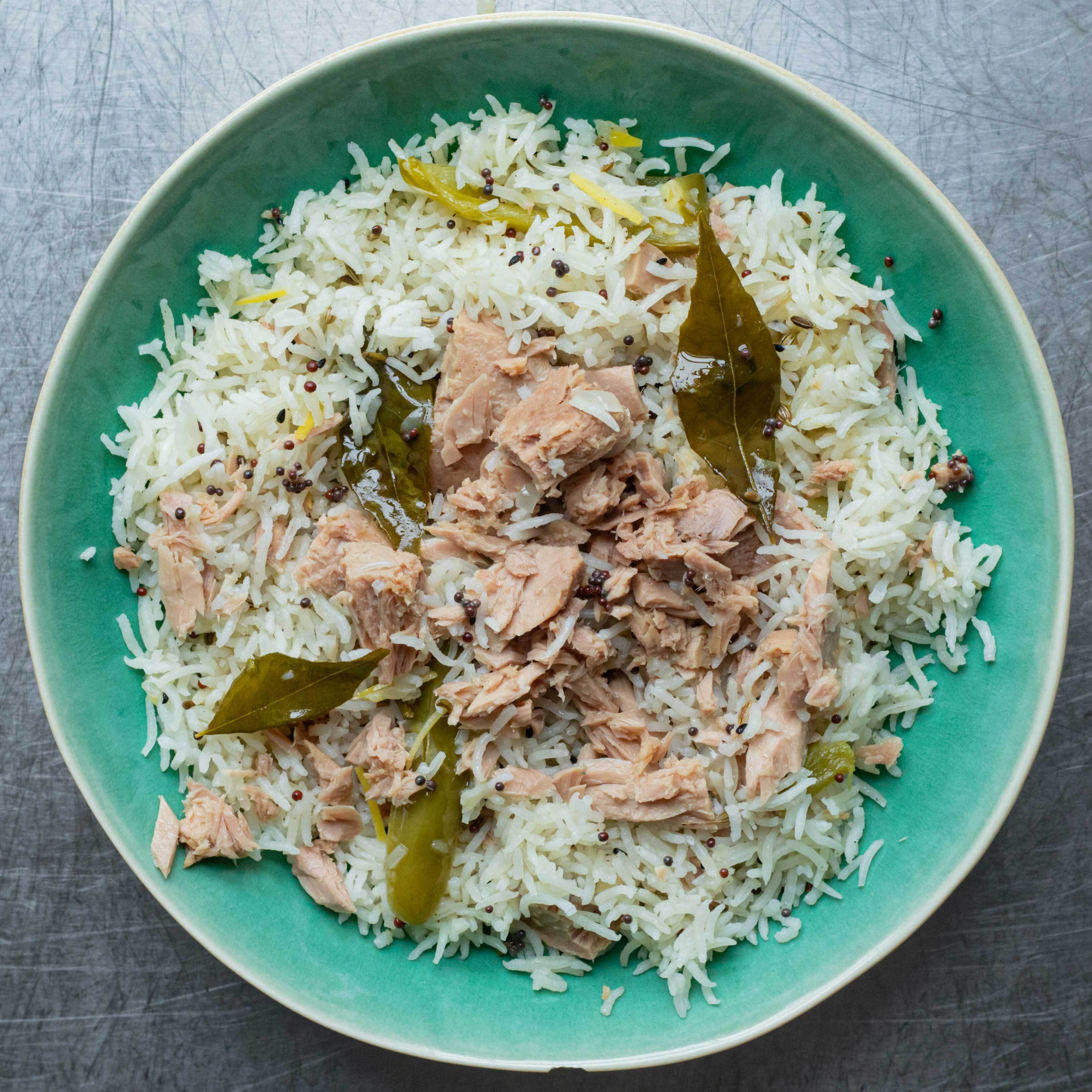 Spiced Lemon Rice with Curry Leaves Lemon Peel Tuna