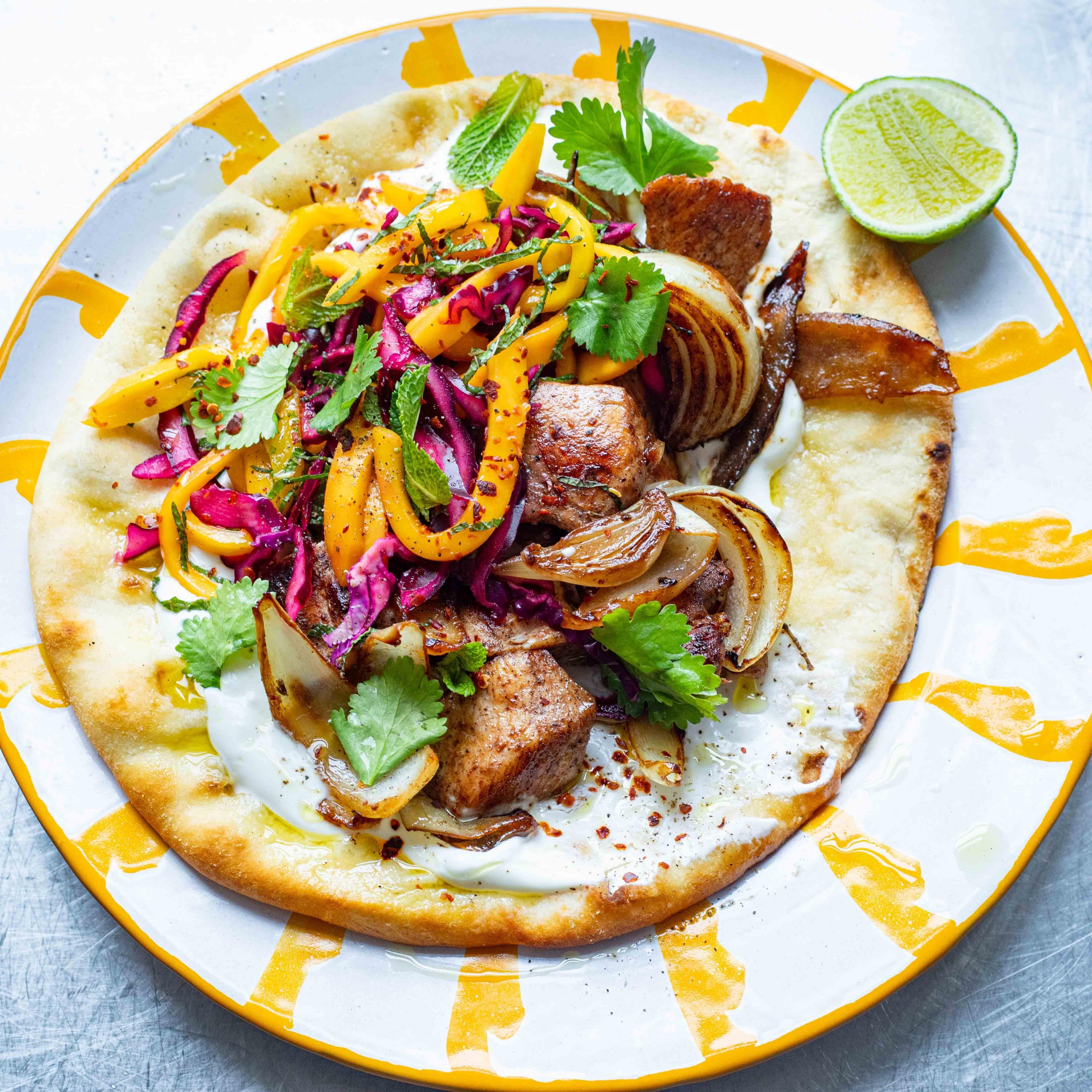 Spicy Chicken Wraps With Mango Slaw