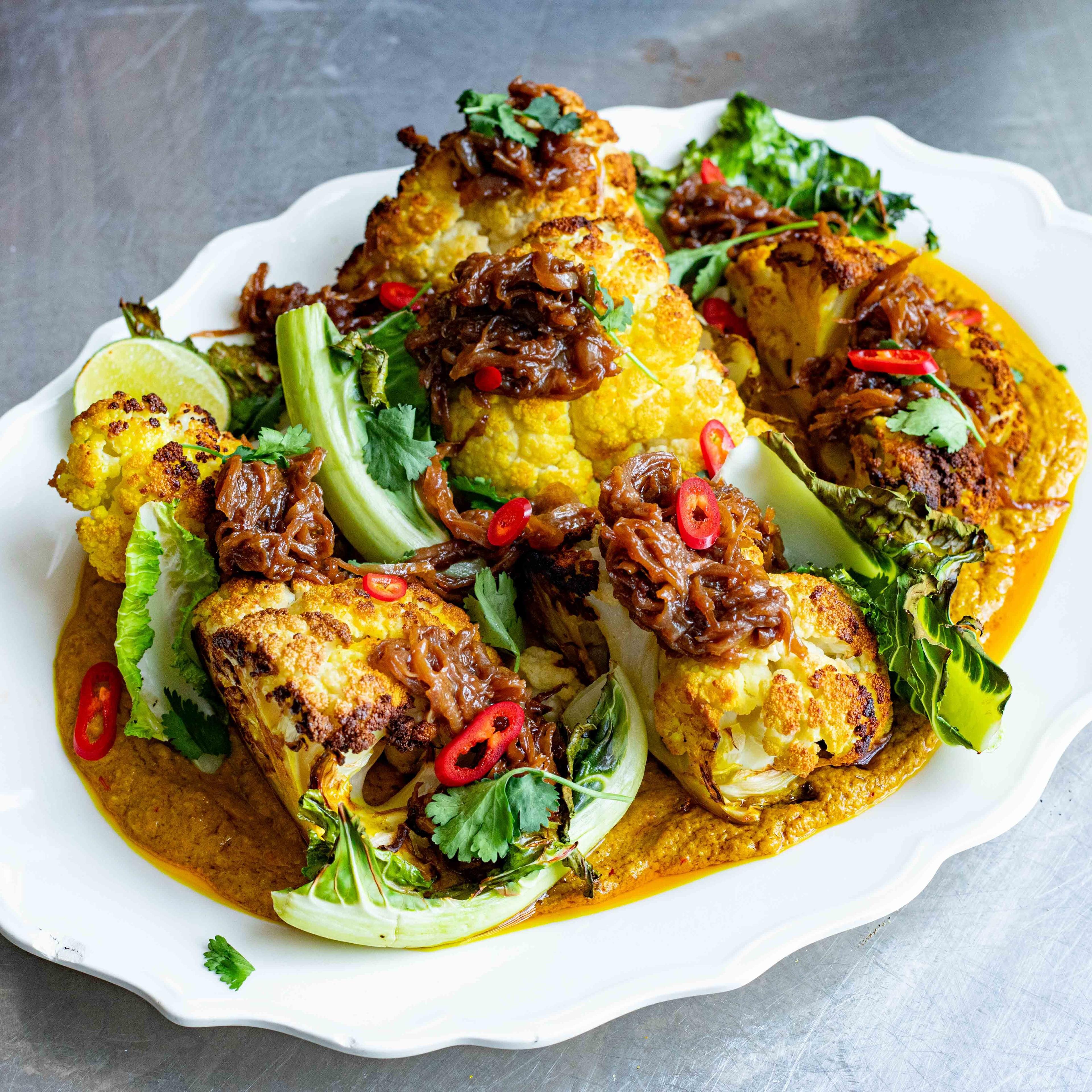 Charred Cauliflower with Peanut Sauce