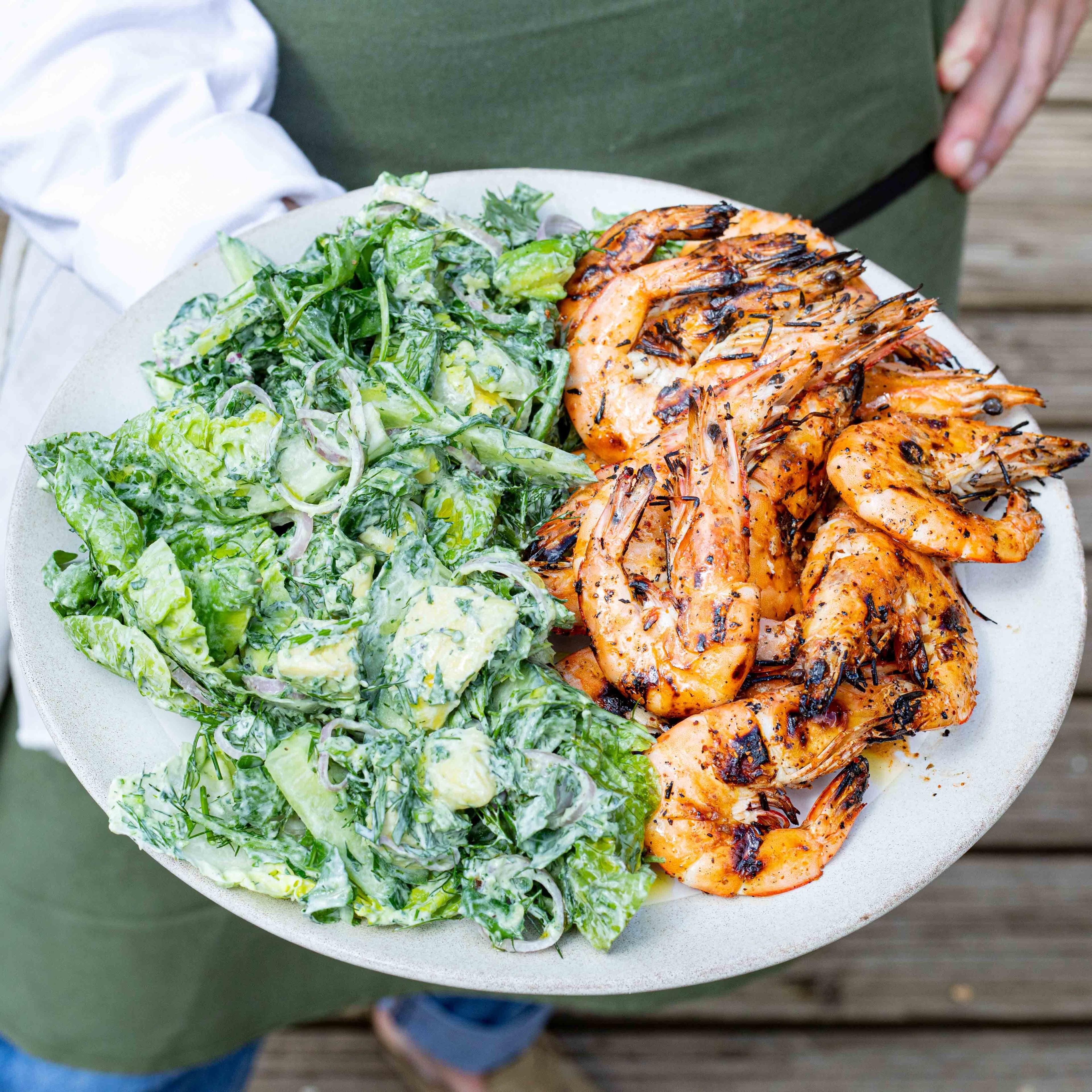 Grilled Prawns with Avocado Salad