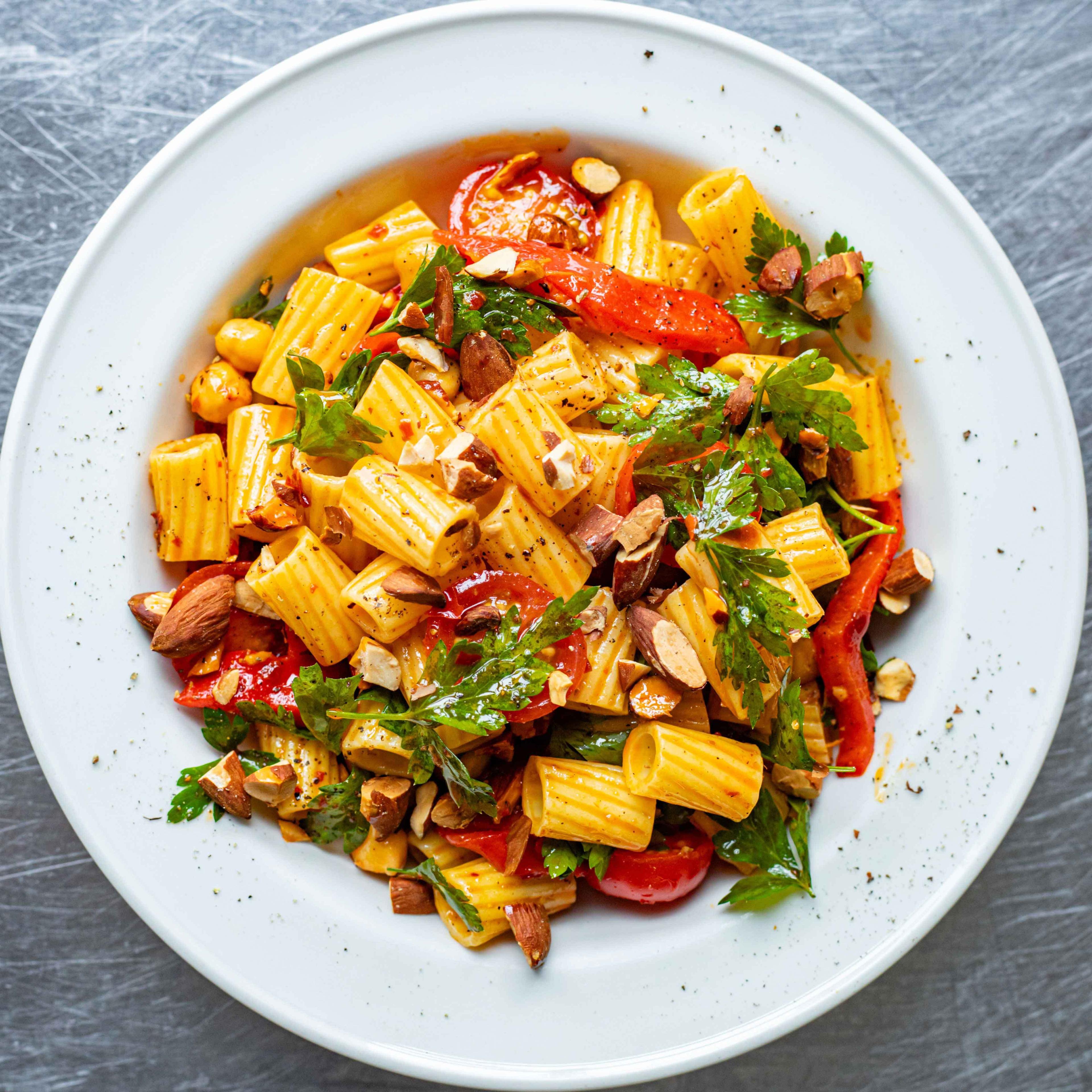 Harissa Tomato Pasta Salad