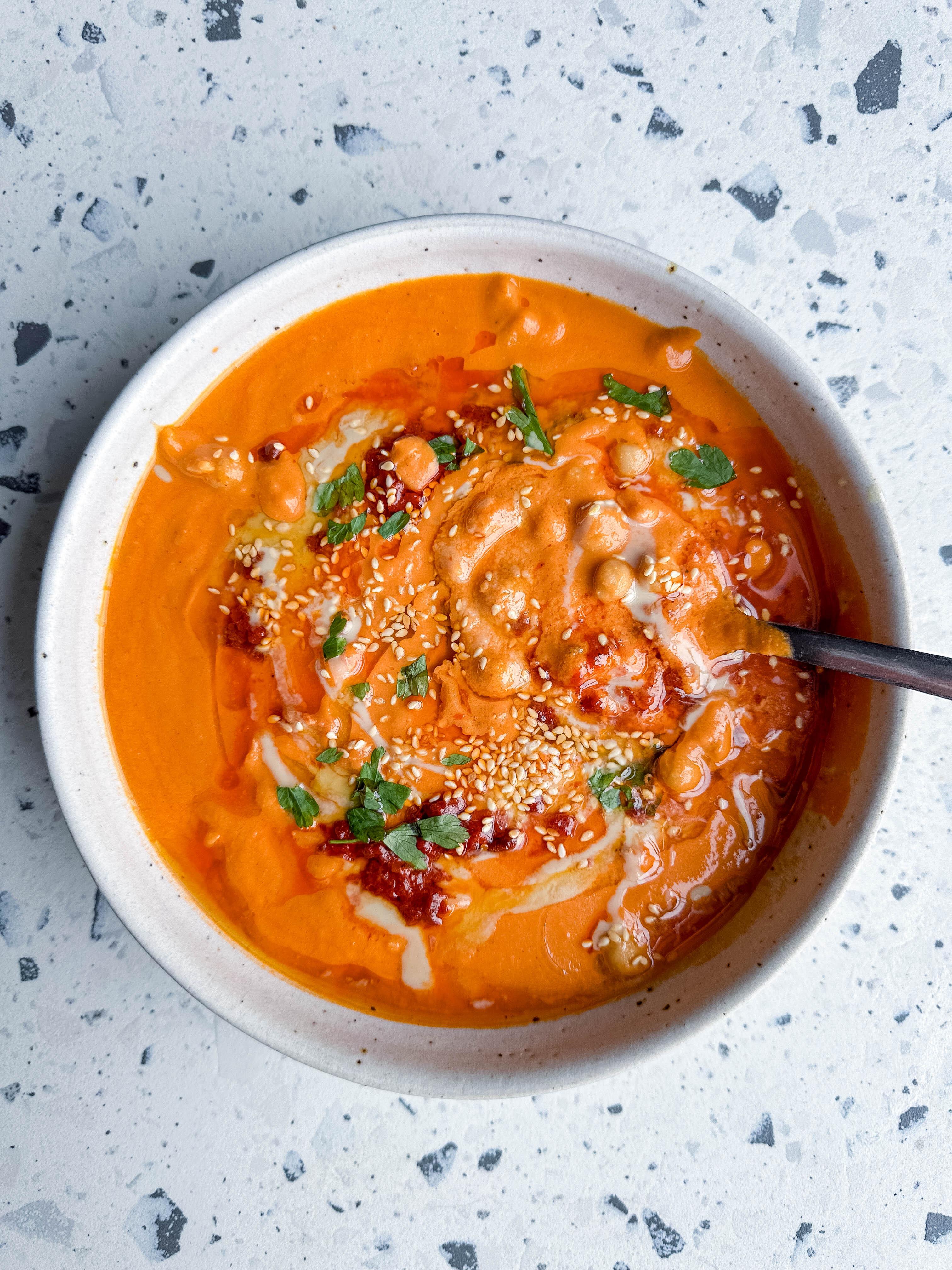 Speedy Sundried Tomato Chickpea Soup