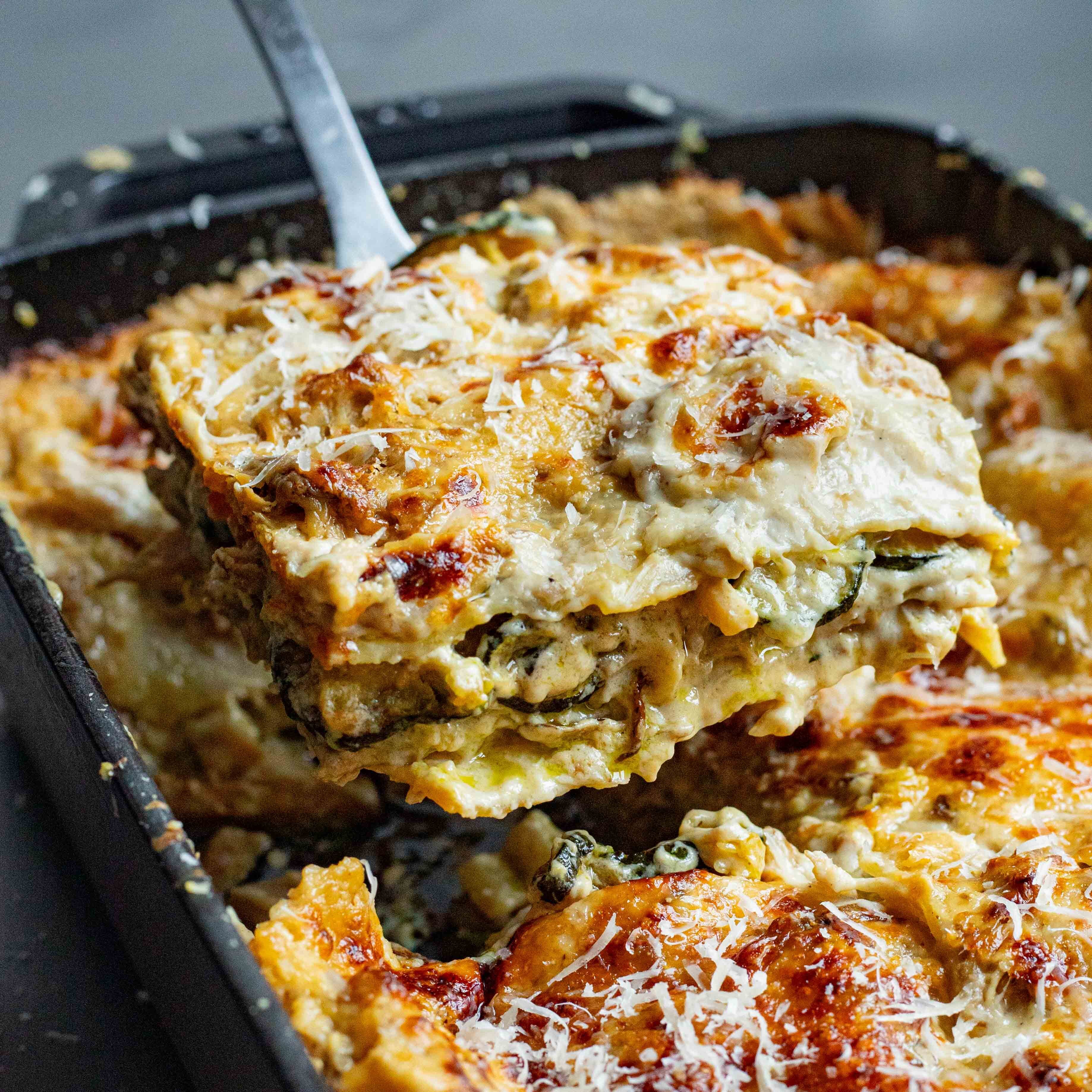 Fried Courgette Porcini Lasagne Recipe