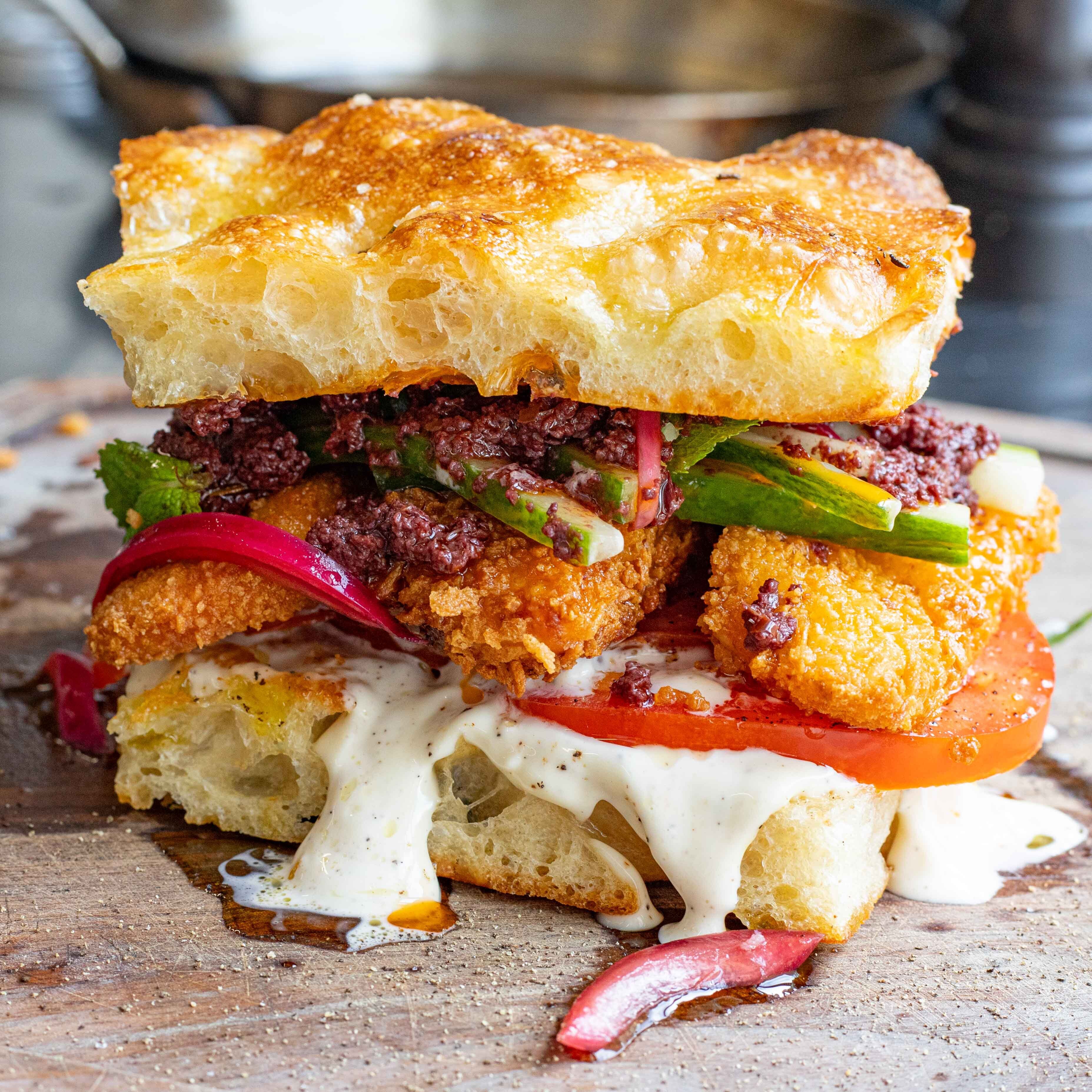 Greek Salad Halloumi Sandwich