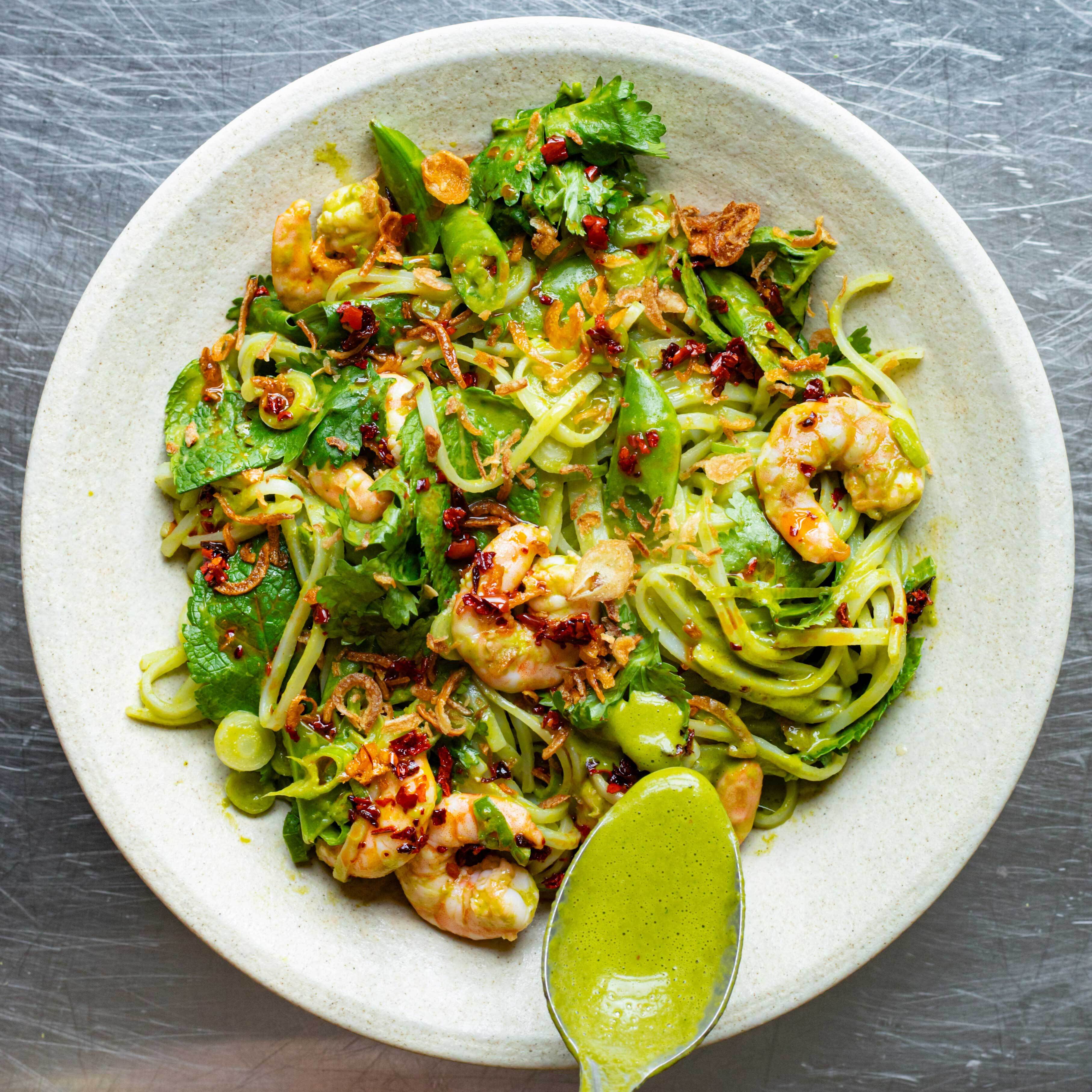 Green Coconut Prawn Noodle Salad