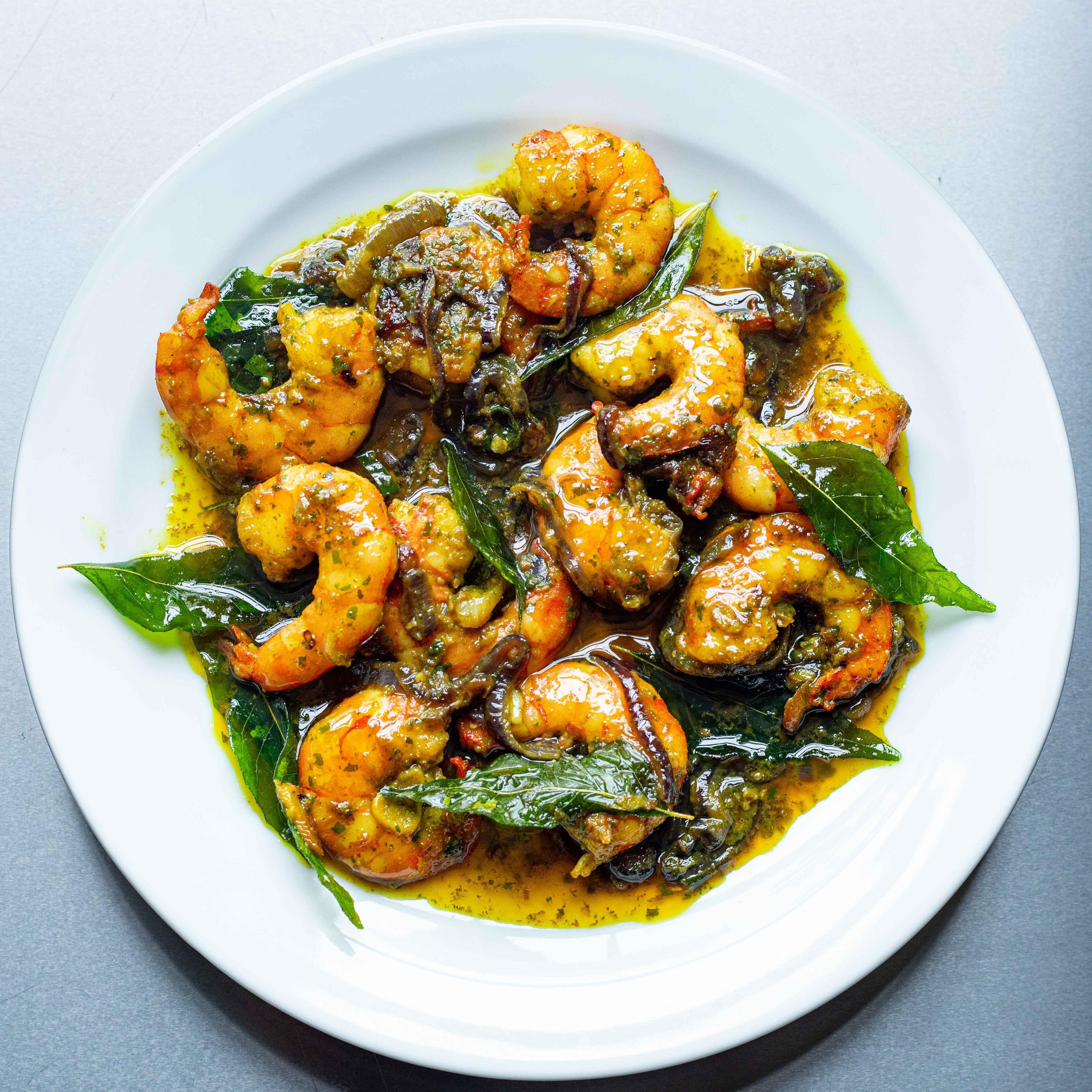 Green Curry Leaf Prawns