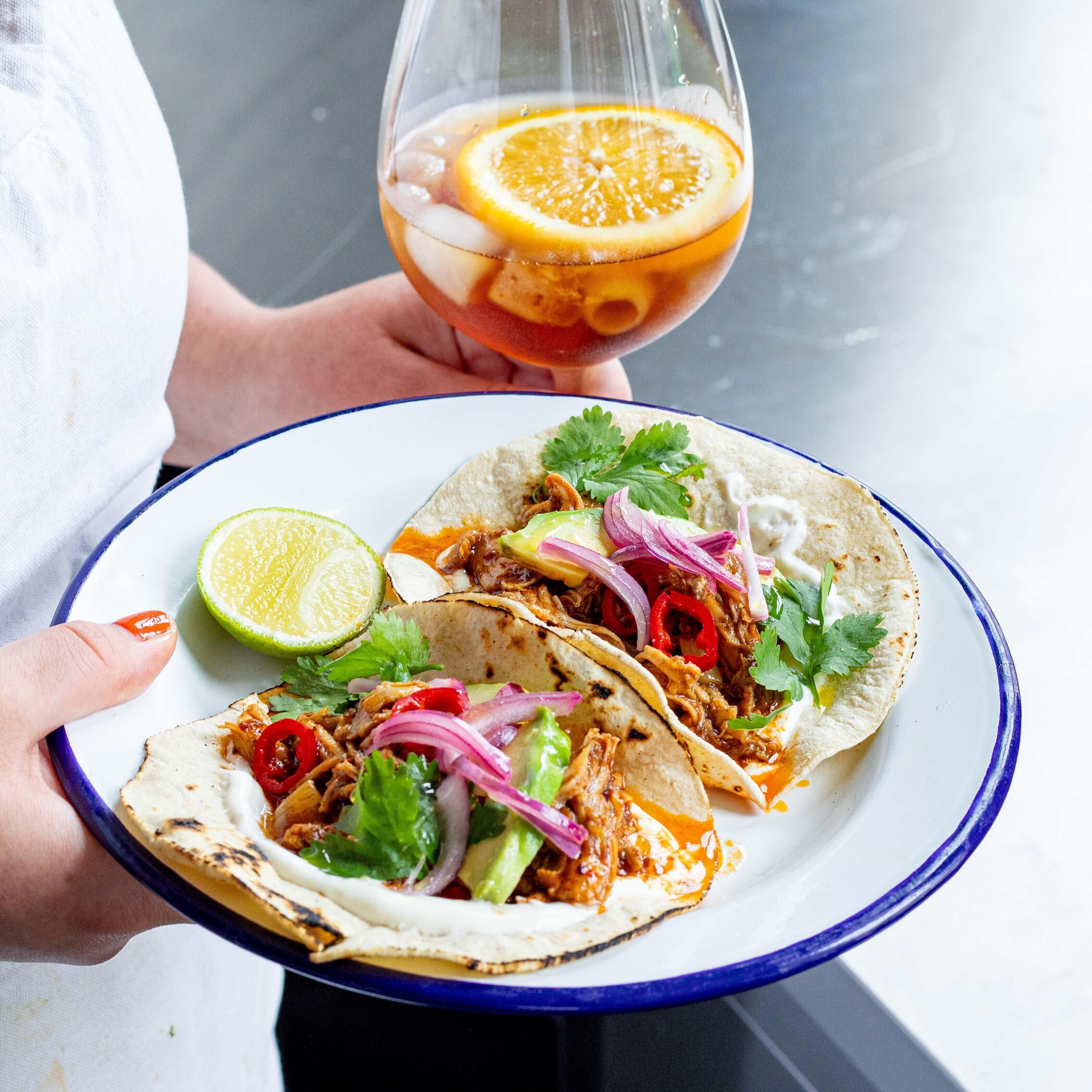 Hot Honey Orange Braised Chicken Tacos Recipe