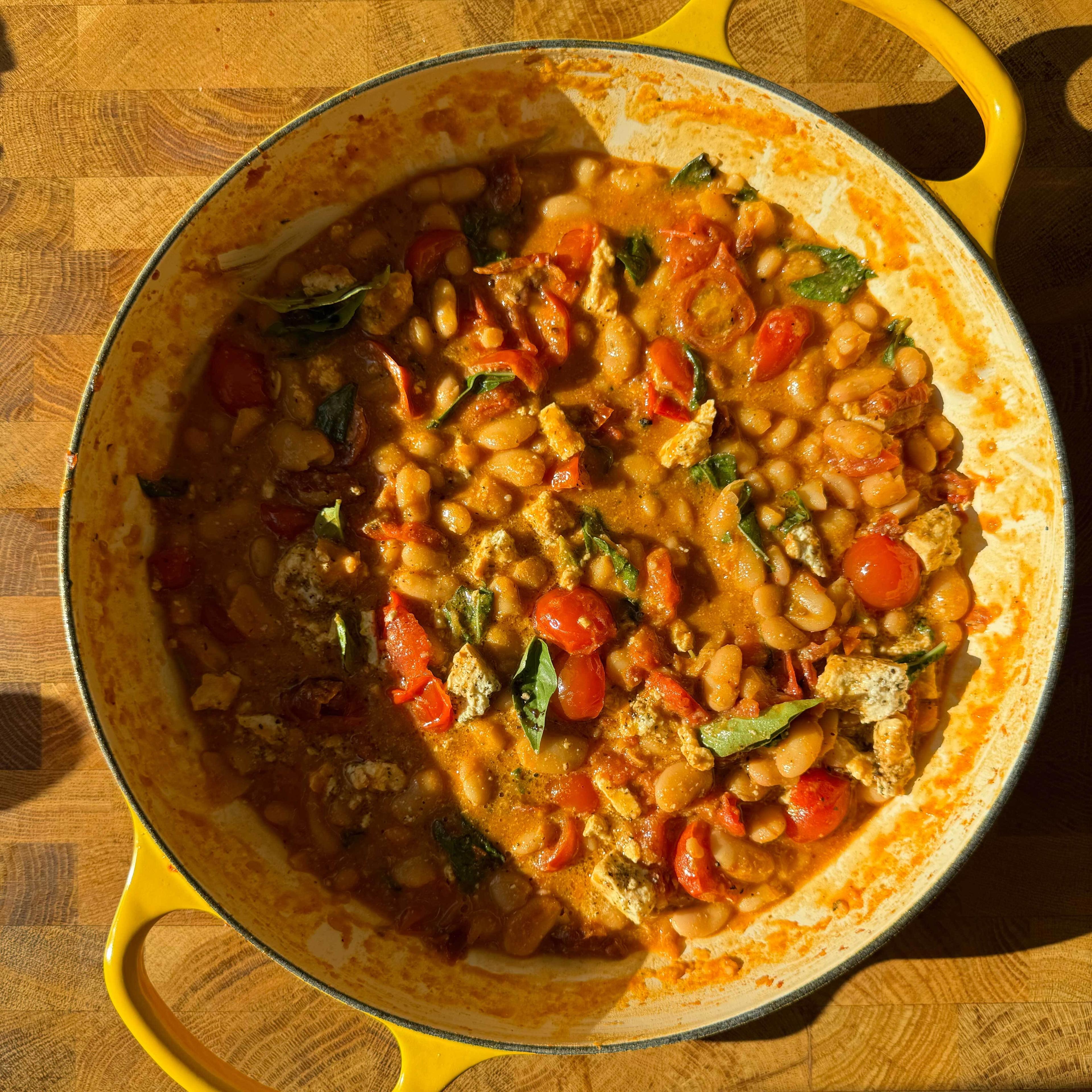 Paprika Sundried Tomato Beans with Tofu Feta